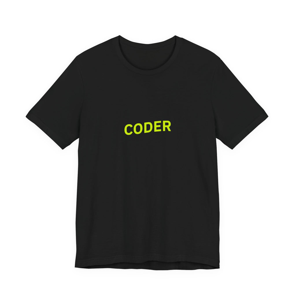 Coder T-Shirt — Minimal Neon Tech Tee for Programmers