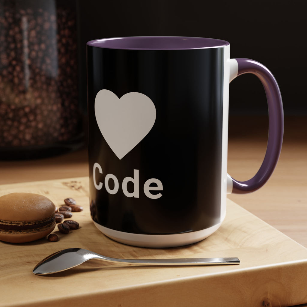 I <CODE> Heart Mug | Programmer Two-Tone Coffee Mug (11oz, 15oz)