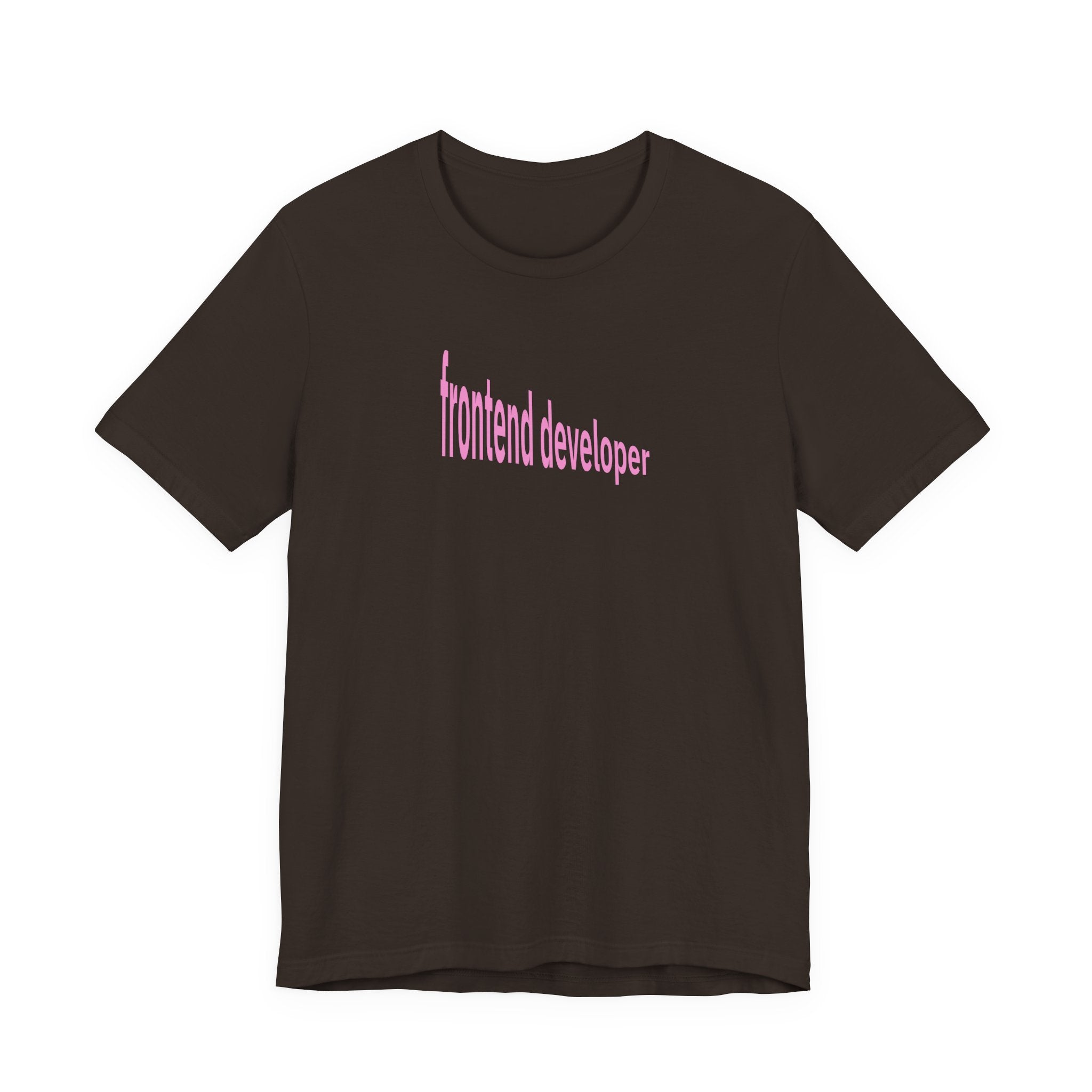 Frontend Developer T-Shirt — Minimal Pink Text Tee for Web Designers & Developers