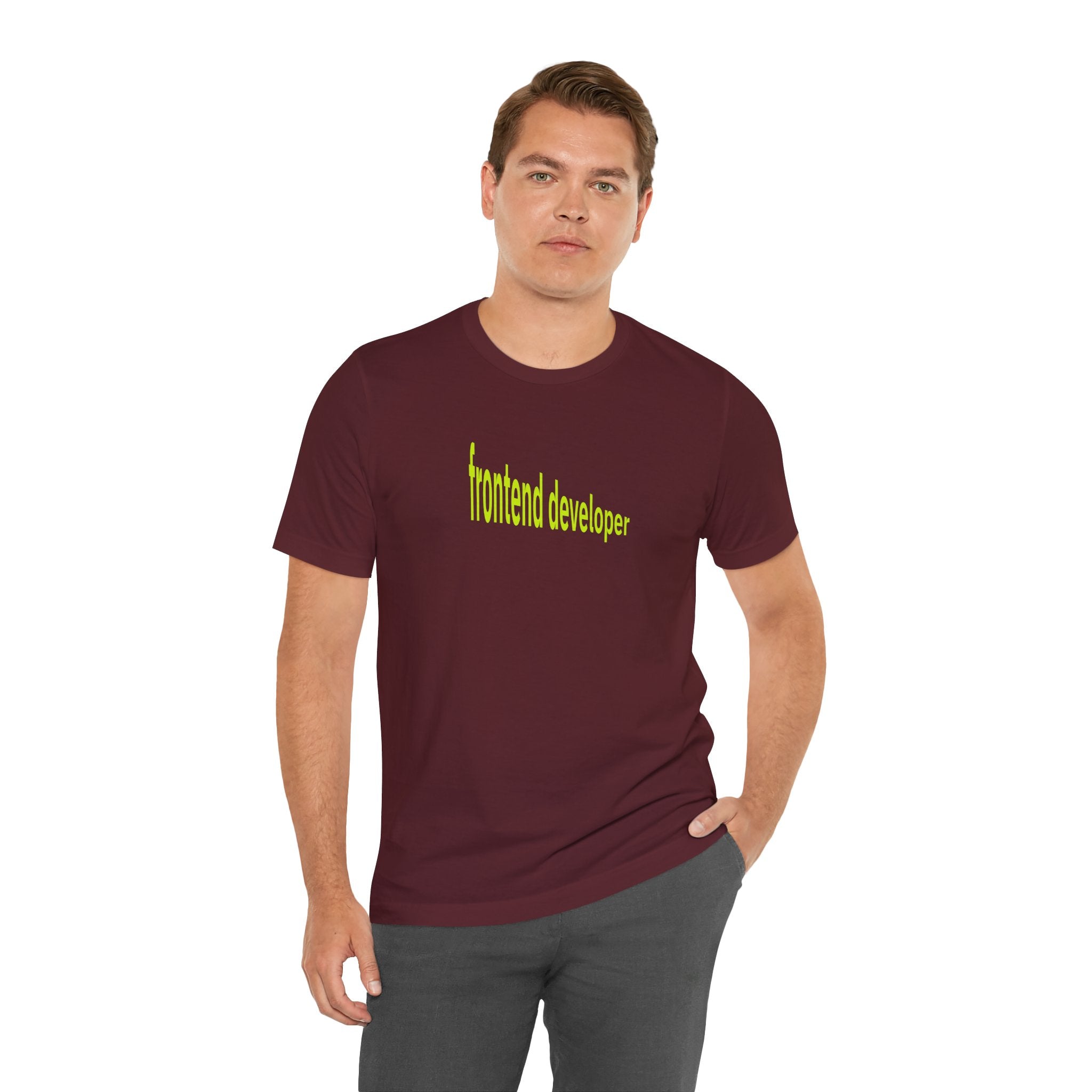 Frontend Developer T‑Shirt — Bright Neon Text Tee for Programmers