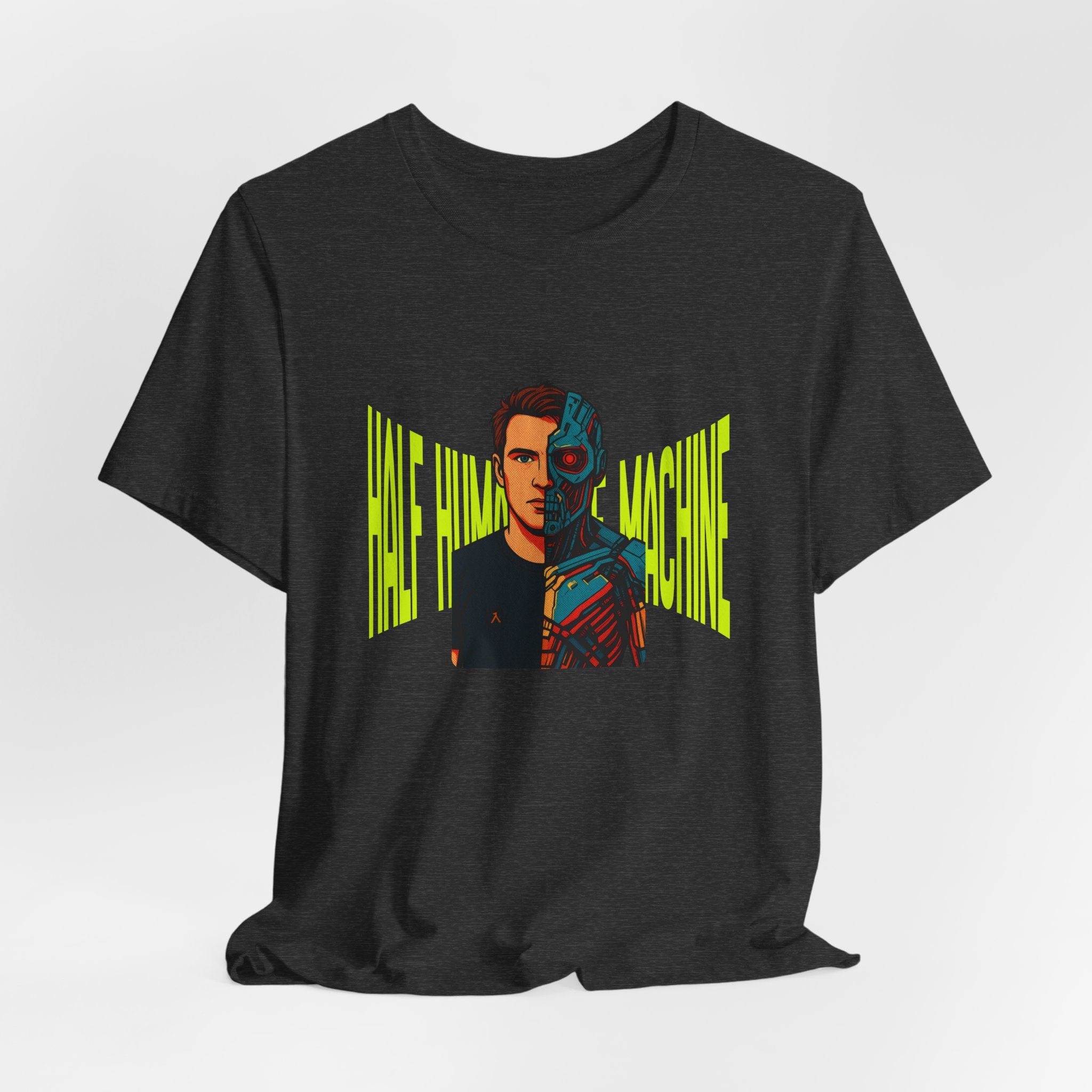 Graphic Tee — Half Human, Half Cyborg Portrait with 'Believe' Vibe