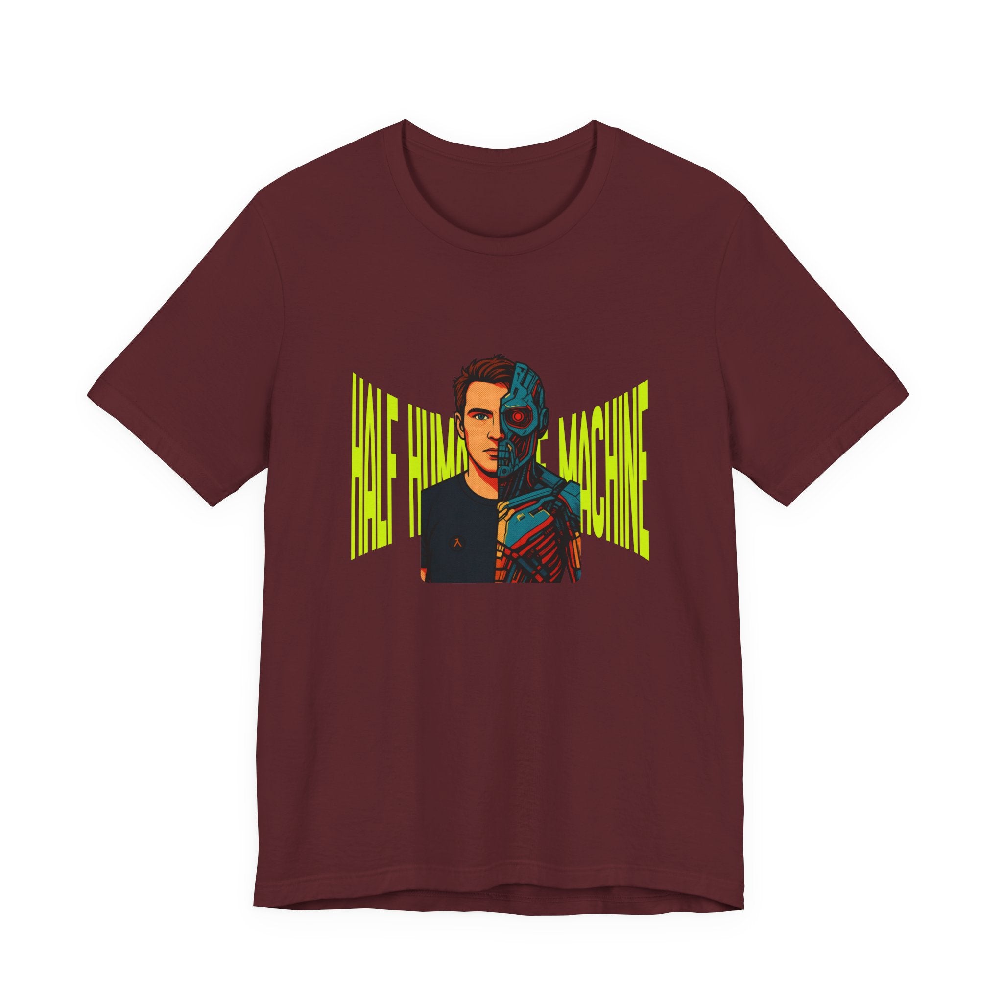 Graphic Tee — Half Human, Half Cyborg Portrait with 'Believe' Vibe