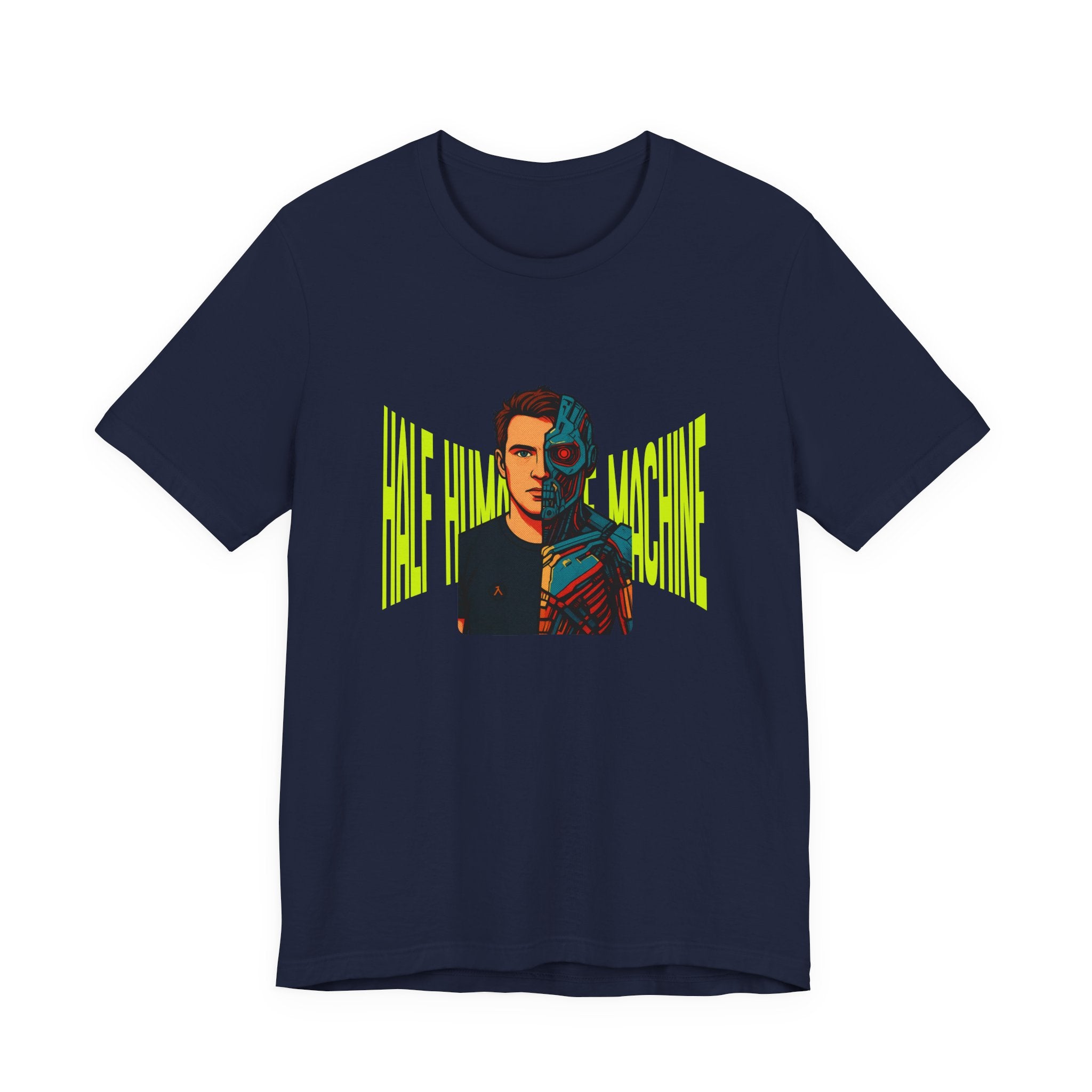 Graphic Tee — Half Human, Half Cyborg Portrait with 'Believe' Vibe