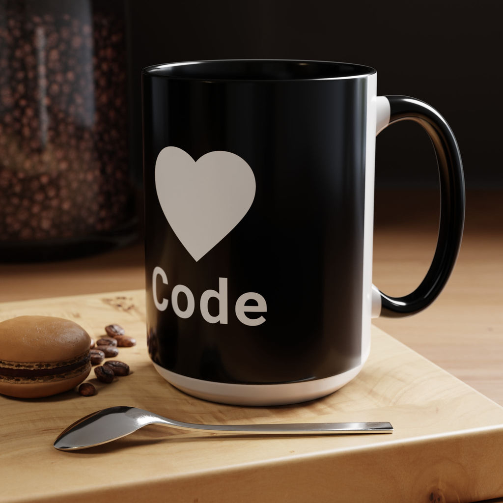 I <CODE> Heart Mug | Programmer Two-Tone Coffee Mug (11oz, 15oz)