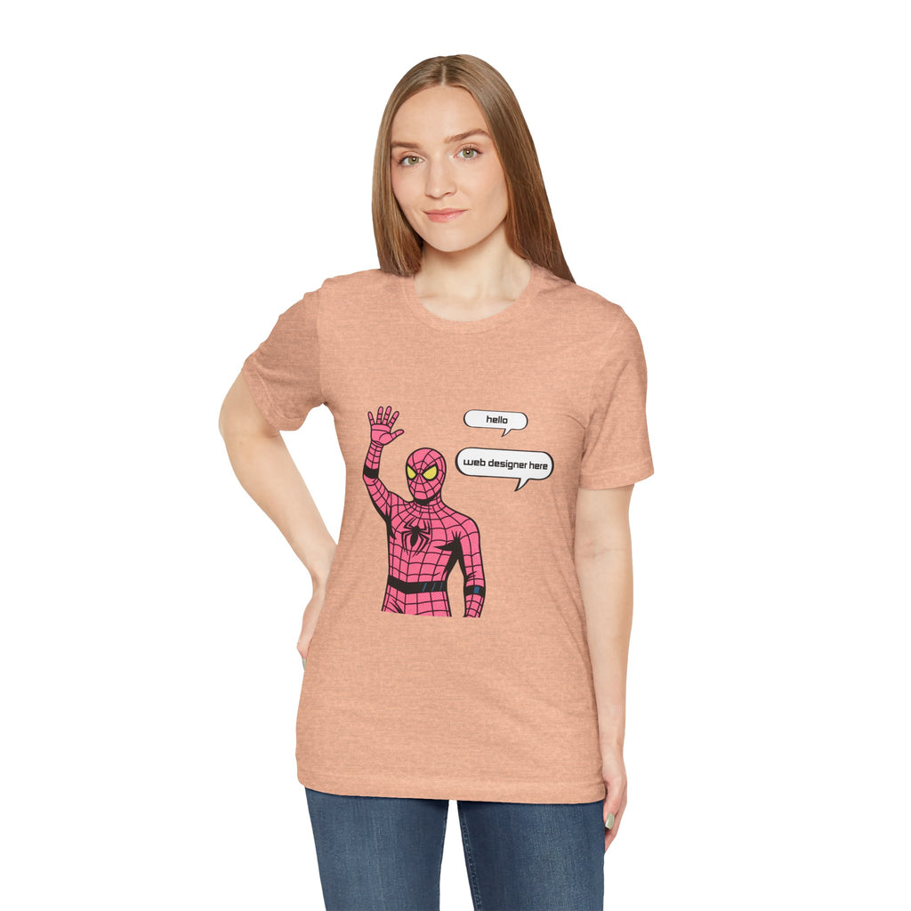 Spider Costume Tee — "hello web designer here" Graphic T-Shirt