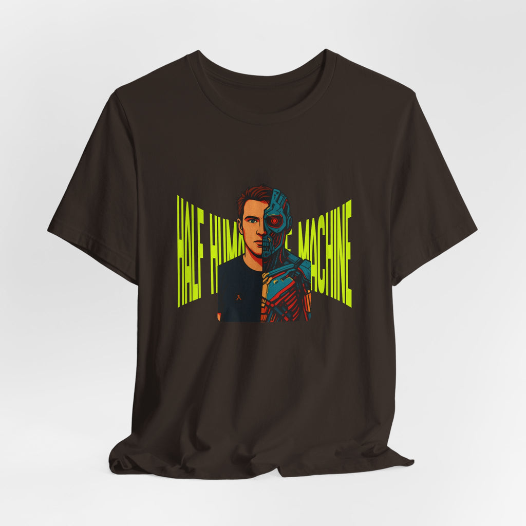 Graphic Tee — Half Human, Half Cyborg Portrait with 'Believe' Vibe