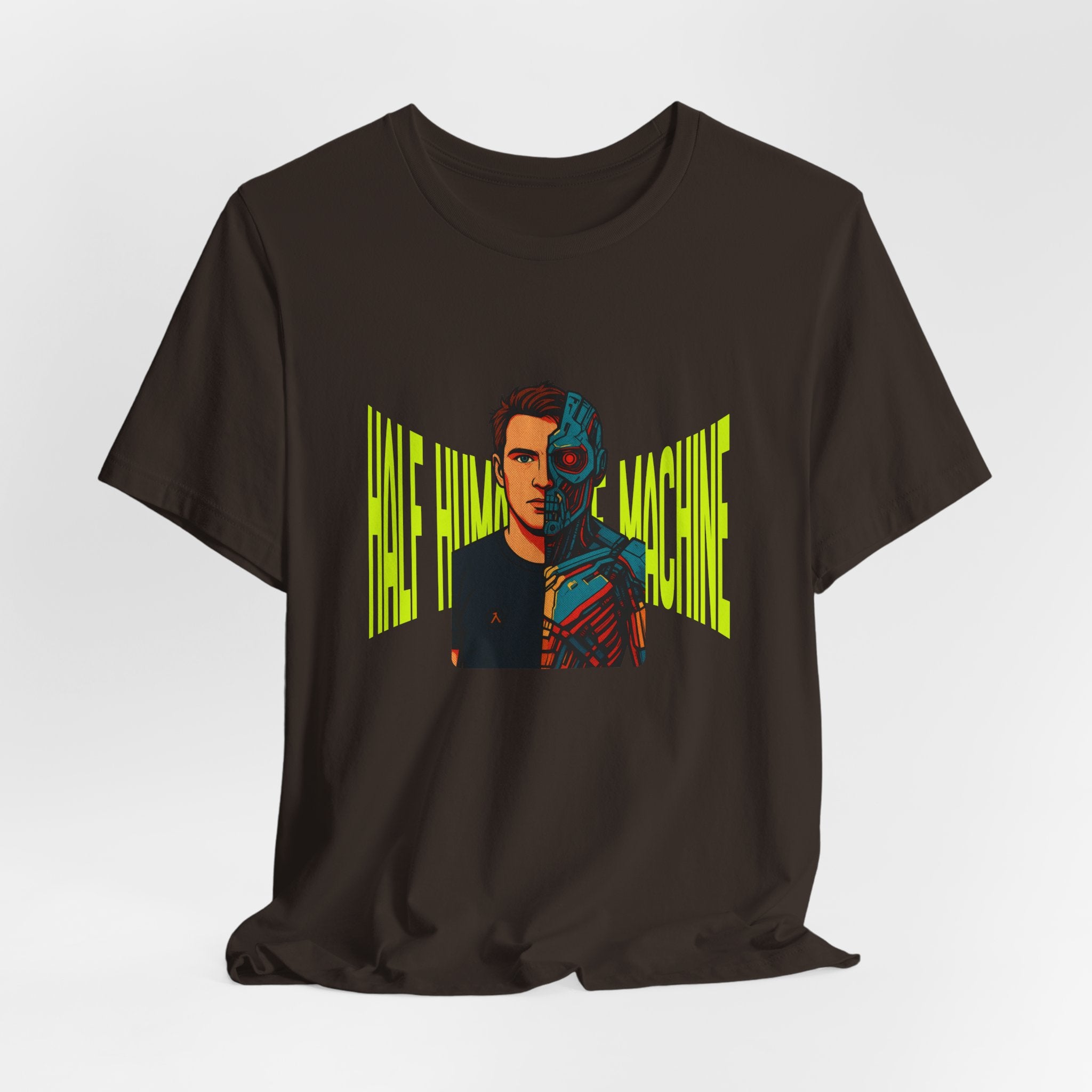 Graphic Tee — Half Human, Half Cyborg Portrait with 'Believe' Vibe
