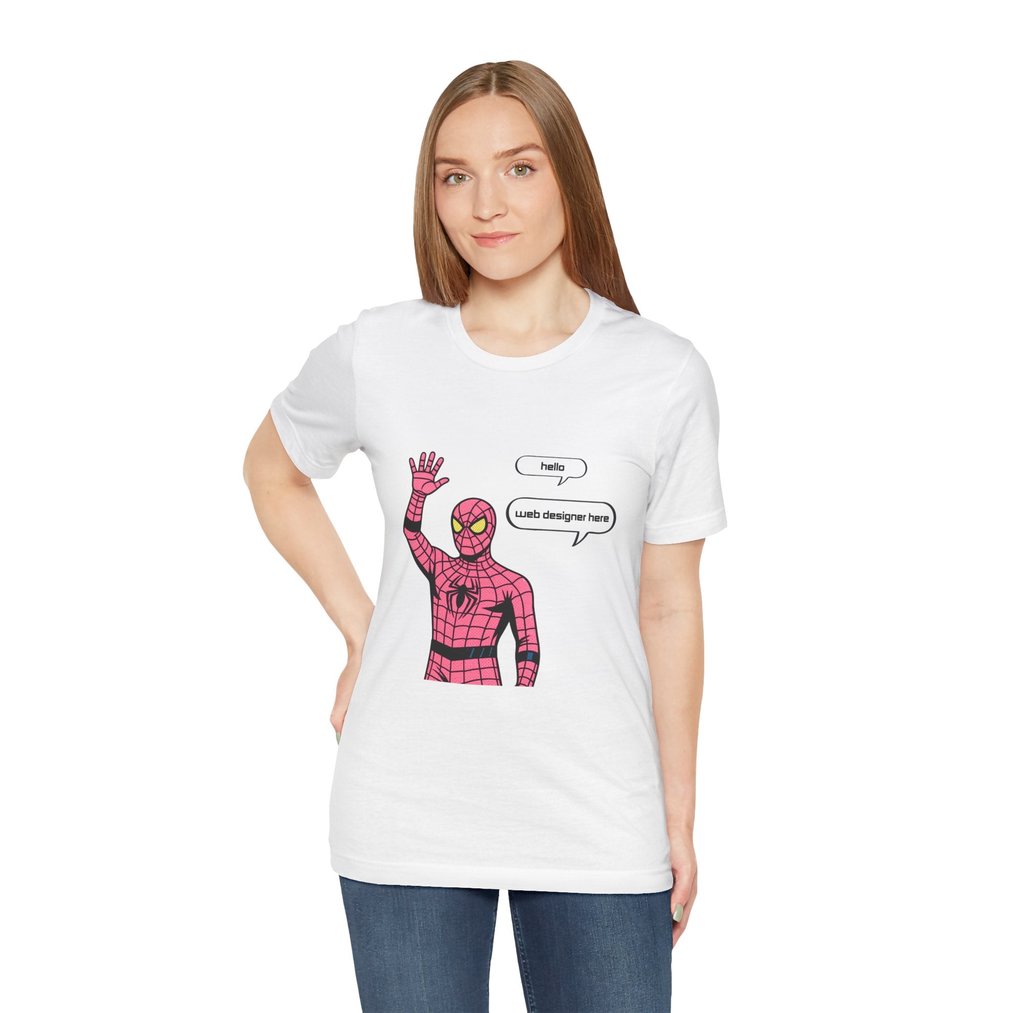 Spider Costume Tee — "hello web designer here" Graphic T-Shirt