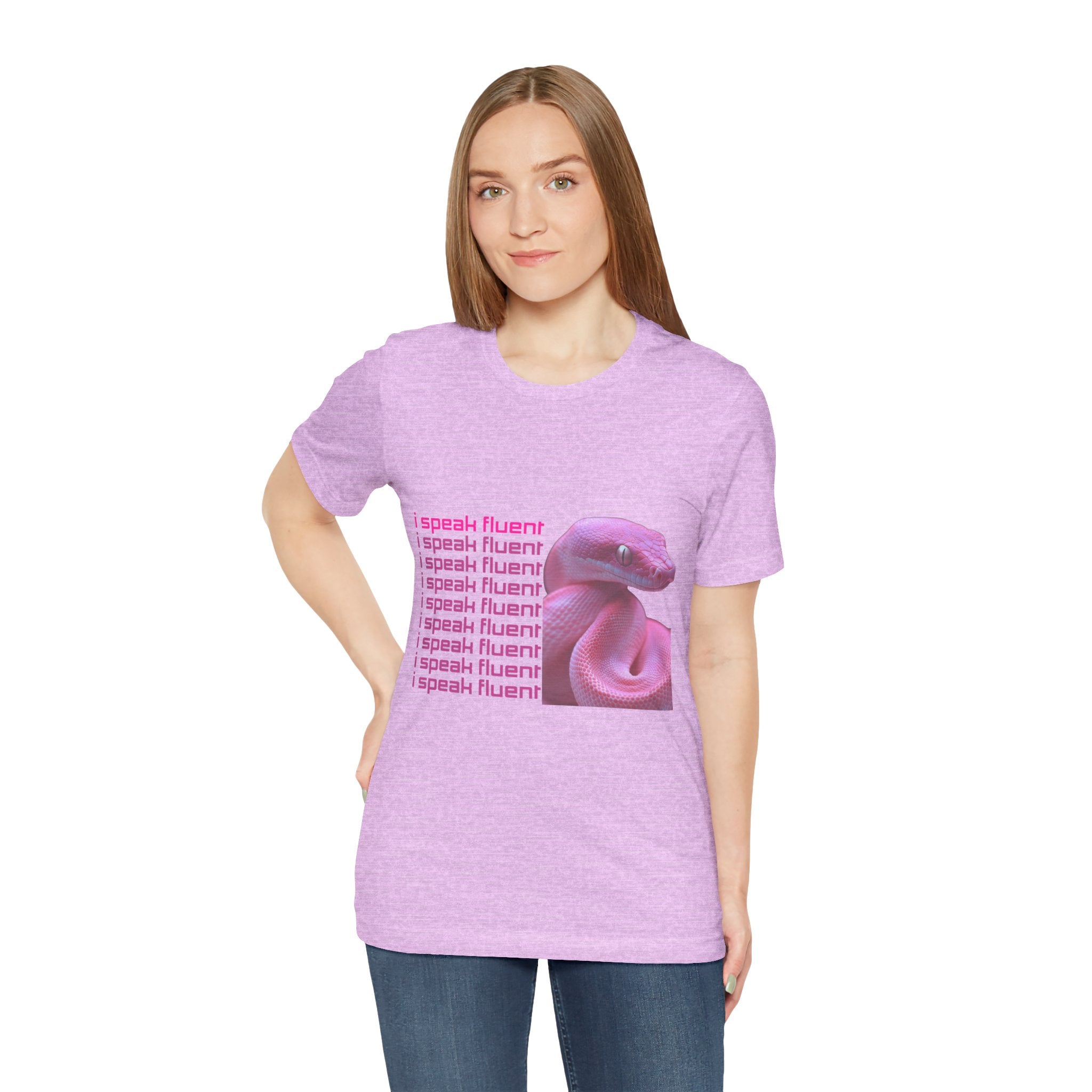 I Speak Fluent Snake Graphic Tee — Pink Snake Retro Text T-Shirt