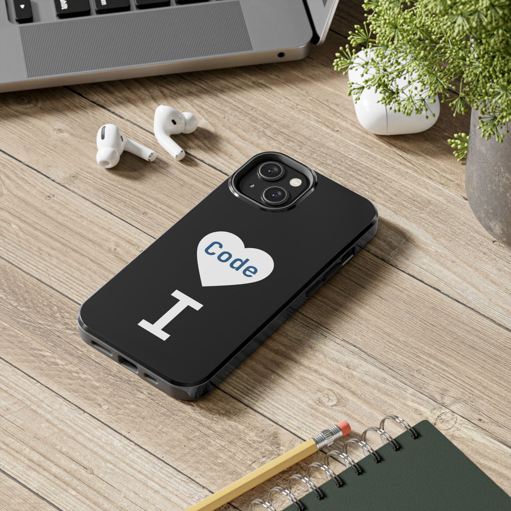 I <CODE> Heart Phone Case | Minimalist Developer Cover