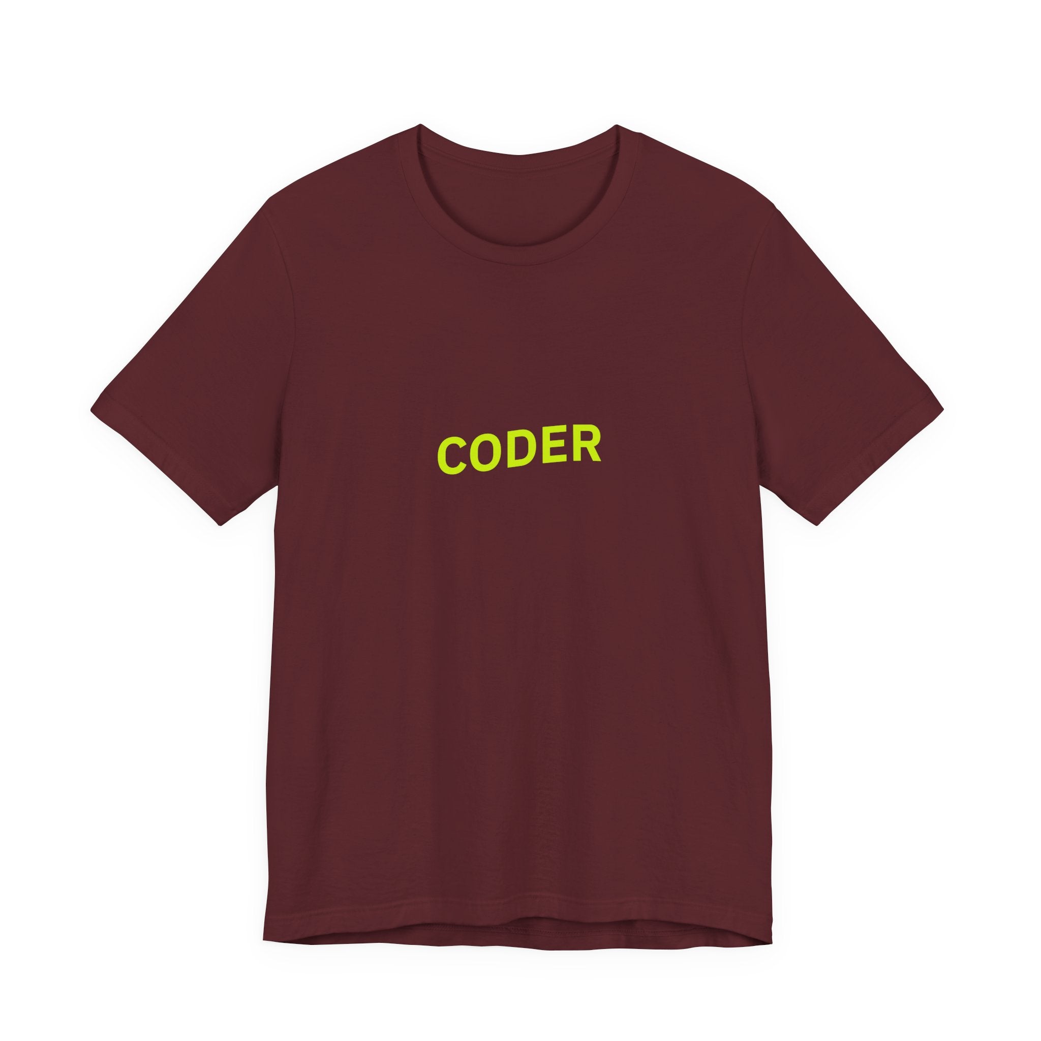 Coder T-Shirt — Minimal Neon Tech Tee for Programmers