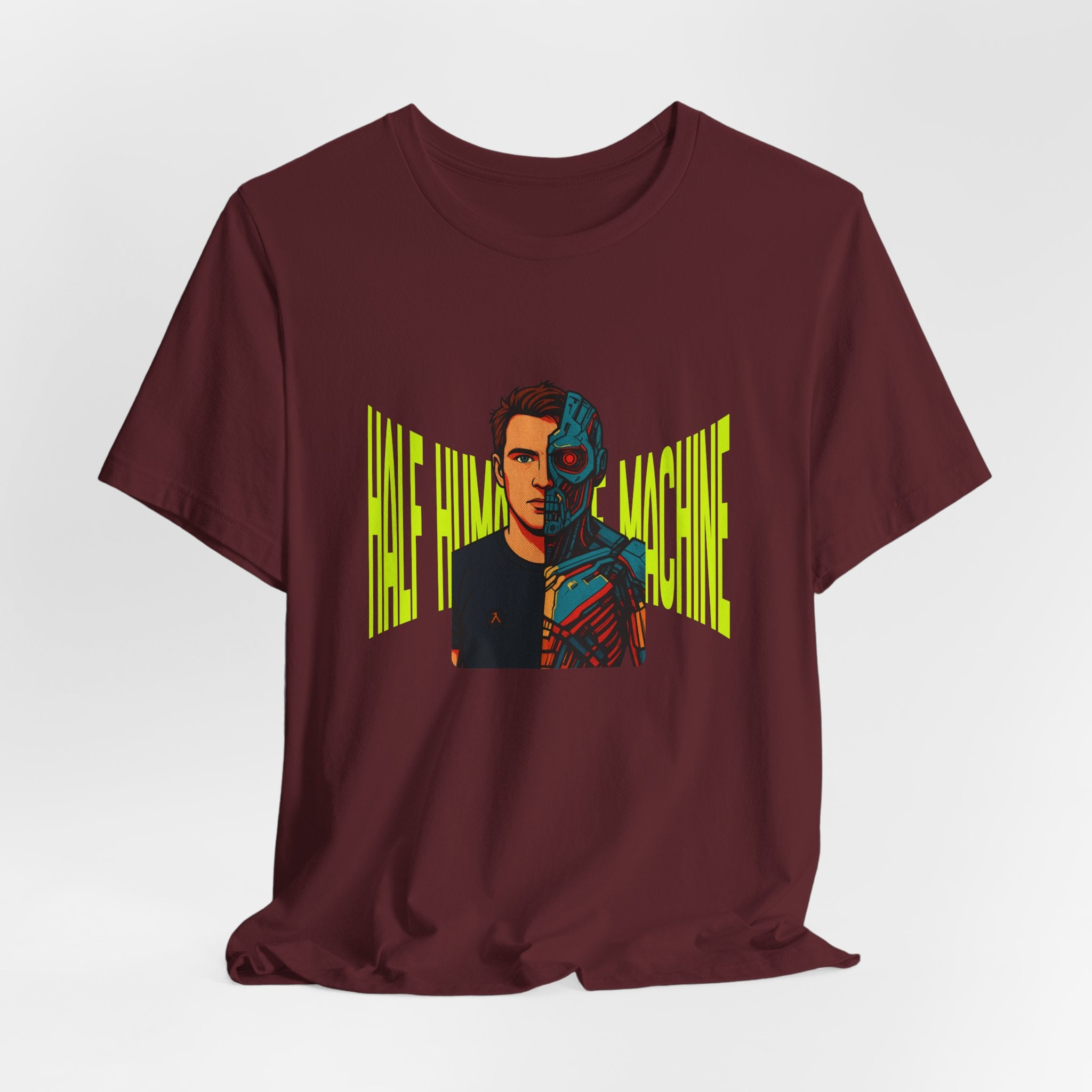 Graphic Tee — Half Human, Half Cyborg Portrait with 'Believe' Vibe