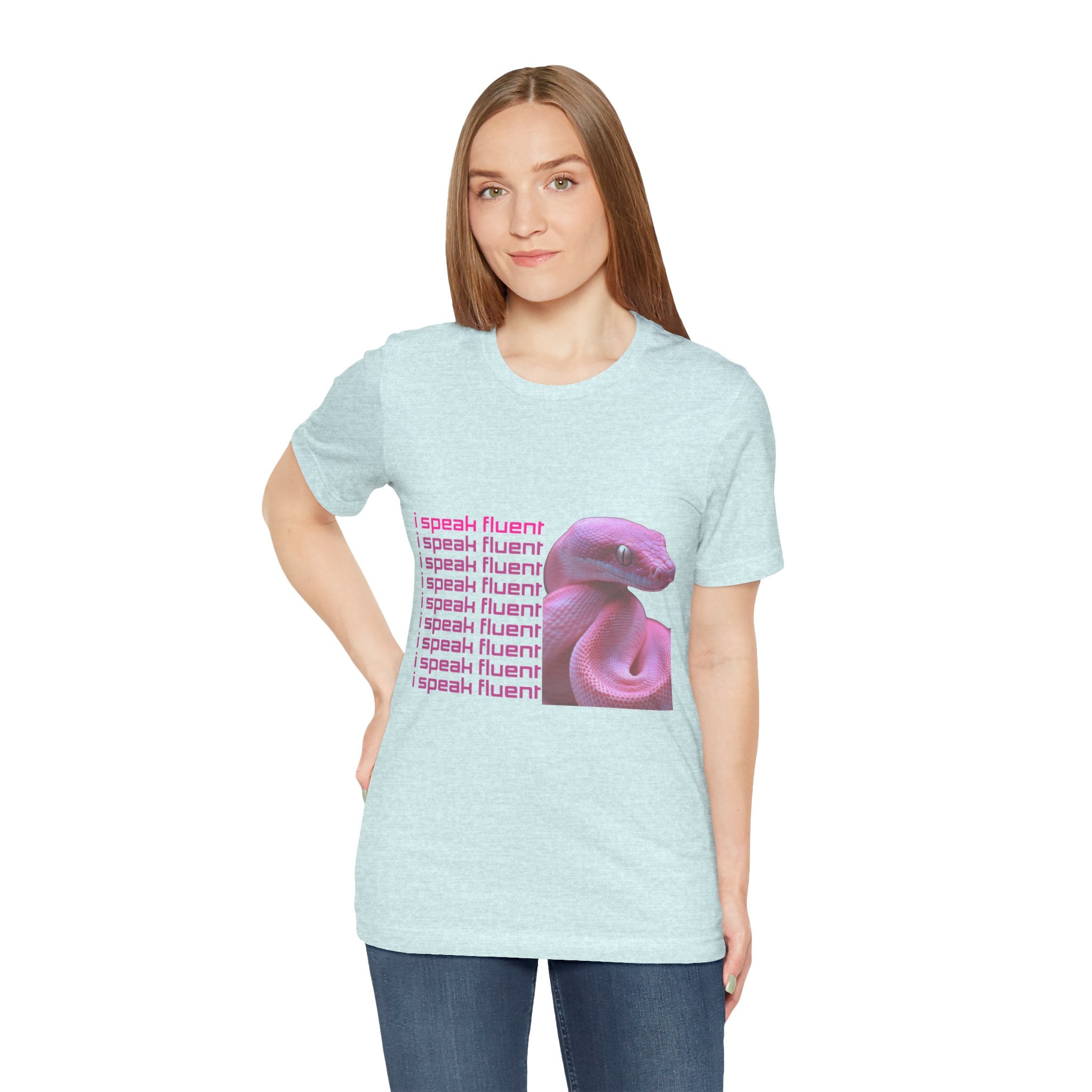 I Speak Fluent Snake Graphic Tee — Pink Snake Retro Text T-Shirt