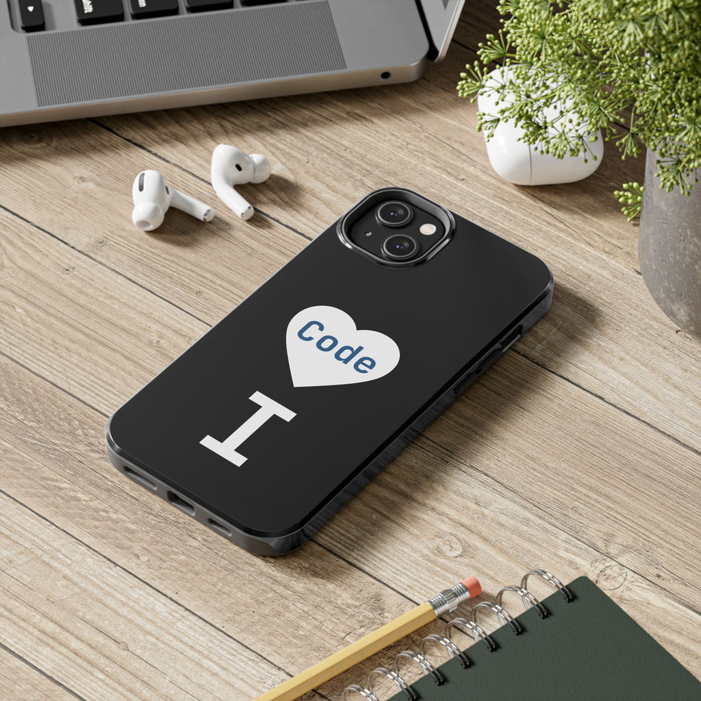 I <CODE> Heart Phone Case | Minimalist Developer Cover