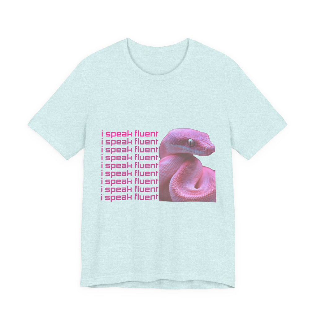 I Speak Fluent Snake Graphic Tee — Pink Snake Retro Text T-Shirt