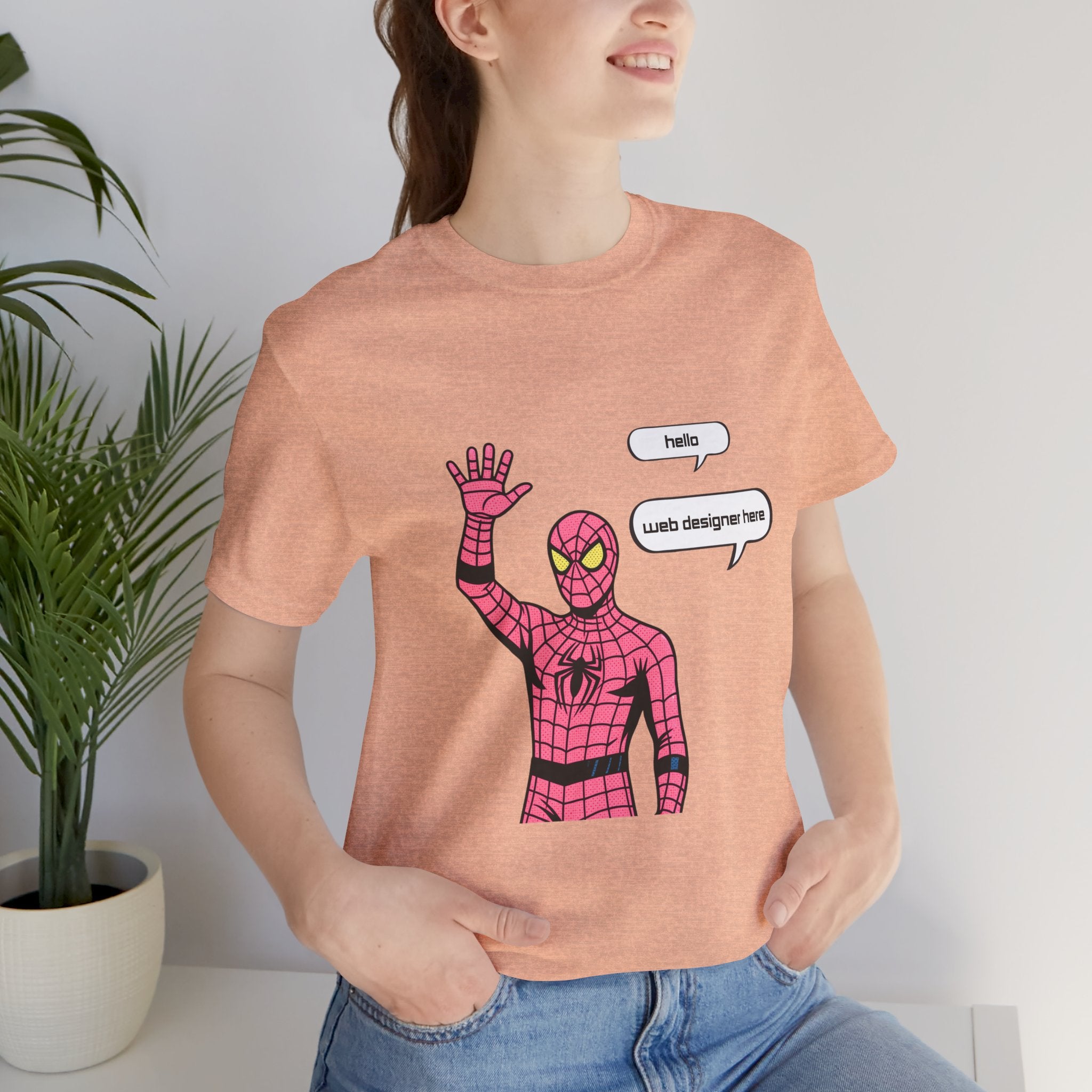 Spider Costume Tee — "hello web designer here" Graphic T-Shirt
