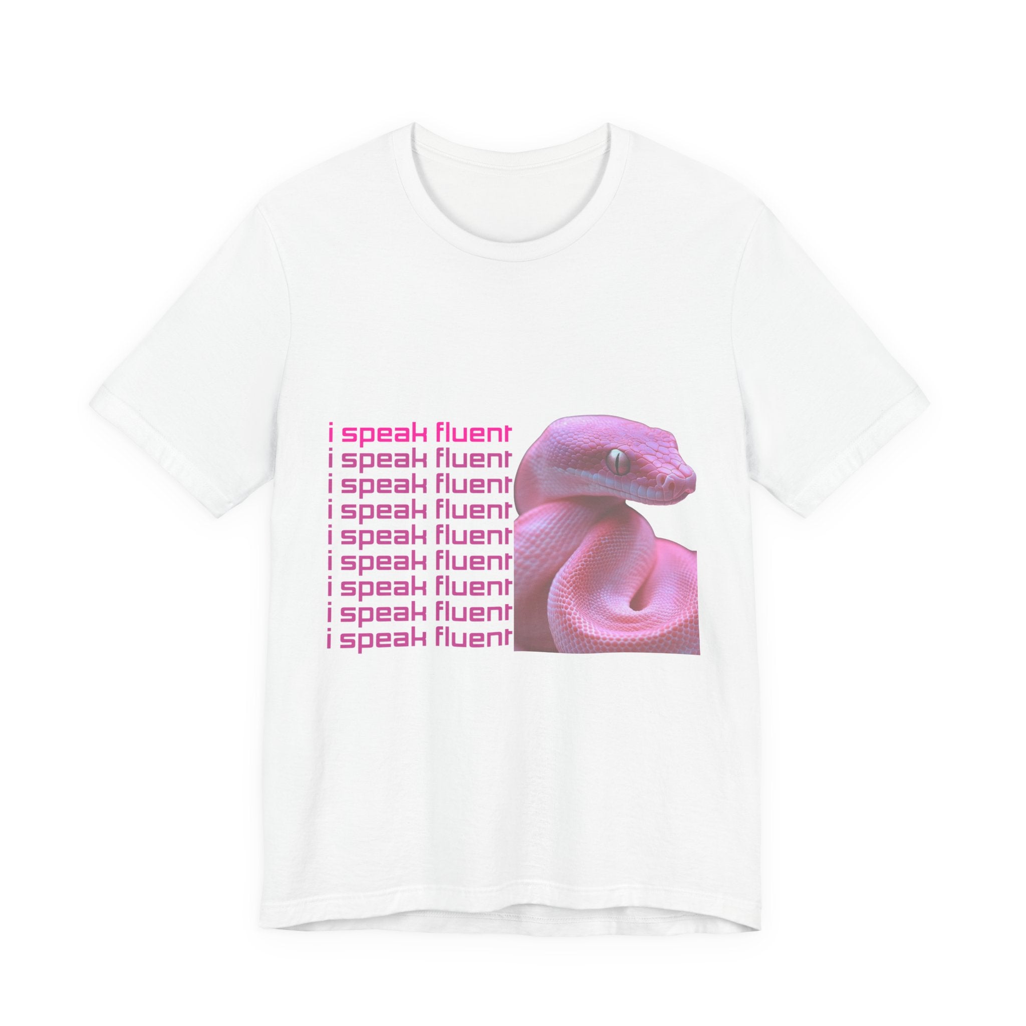 I Speak Fluent Snake Graphic Tee — Pink Snake Retro Text T-Shirt