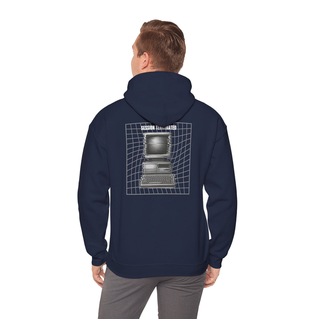 Session Terminated Hoodie — Retro Computer Vaporwave Tech Sweatshirt
