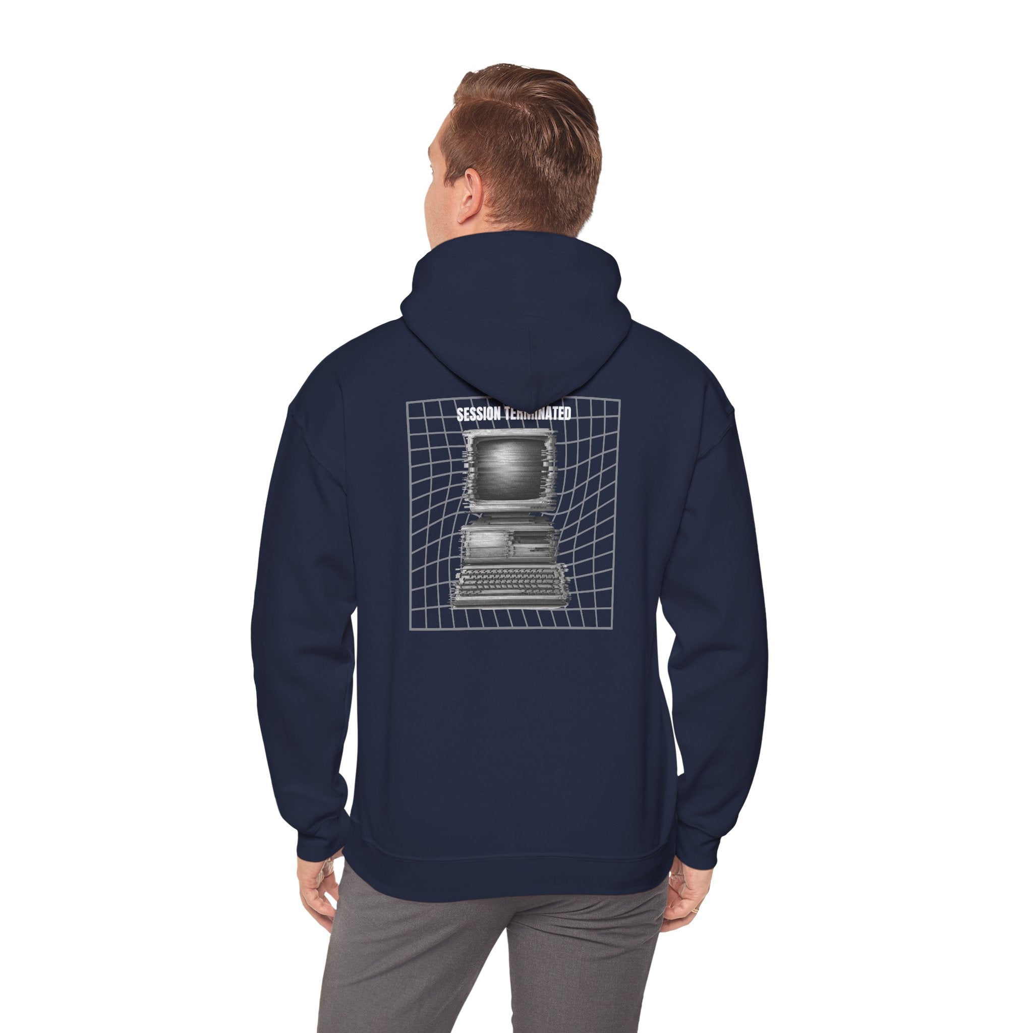 Session Terminated Hoodie — Retro Computer Vaporwave Tech Sweatshirt
