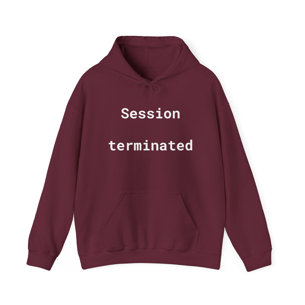 Session Terminated Hoodie — Retro Computer Vaporwave Tech Sweatshirt