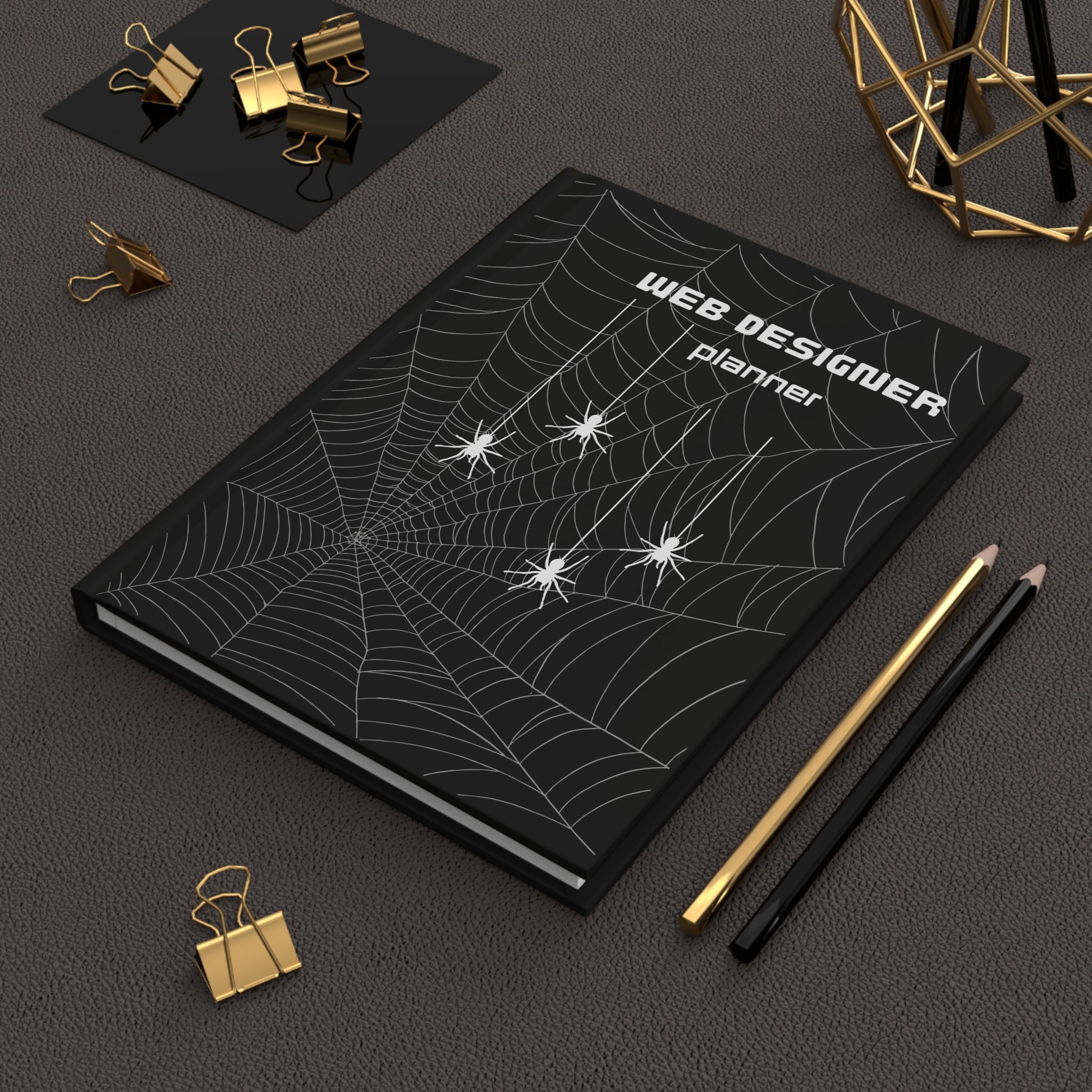 Web Designer Planner & UI/UX Wireframe Notebook — Hardcover Journal for Developers & Freelancers (Spider Web Design)