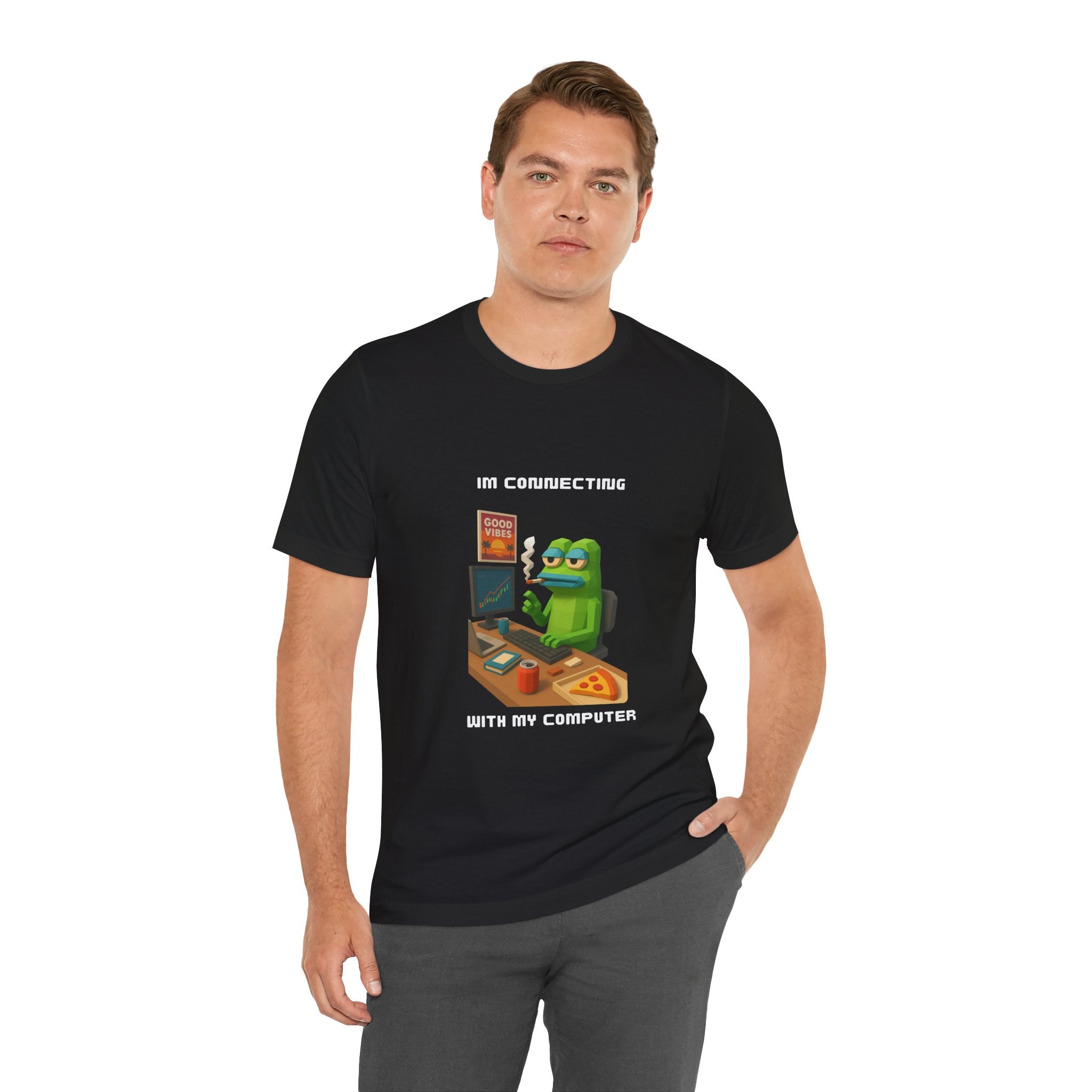 Gamer Frog Tee — "Good Vibes" Desk Gaming T-Shirt