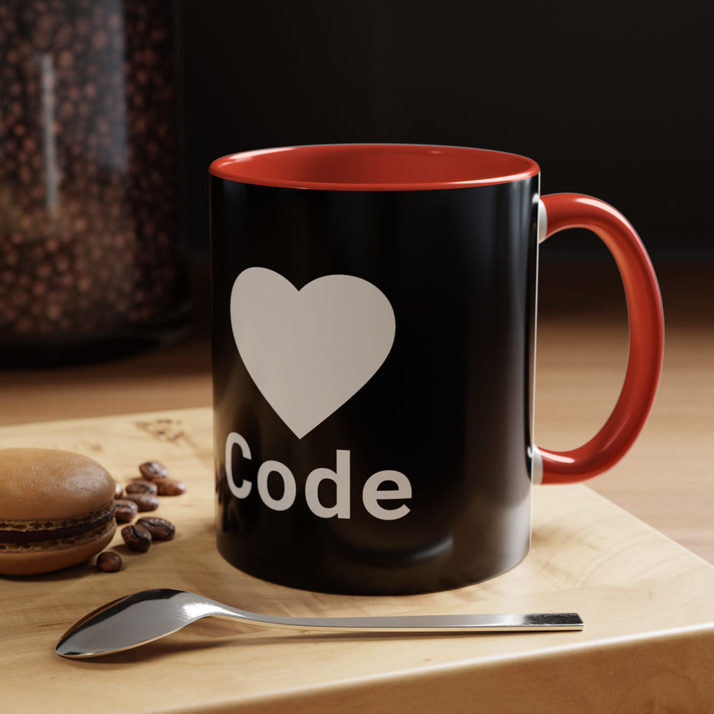 I <CODE> Heart Mug | Programmer Two-Tone Coffee Mug (11oz, 15oz)