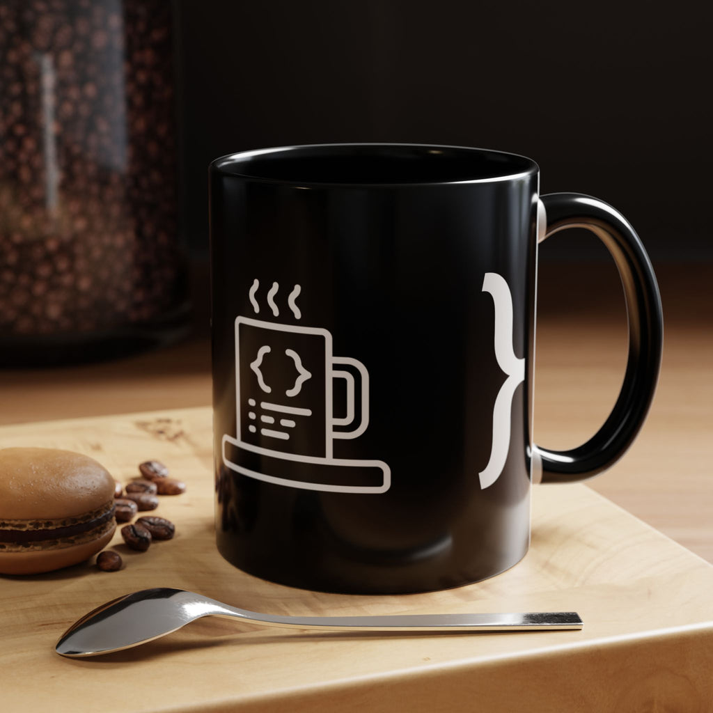 Binary Pulse: Minimalist White-on-Black Developer Mug