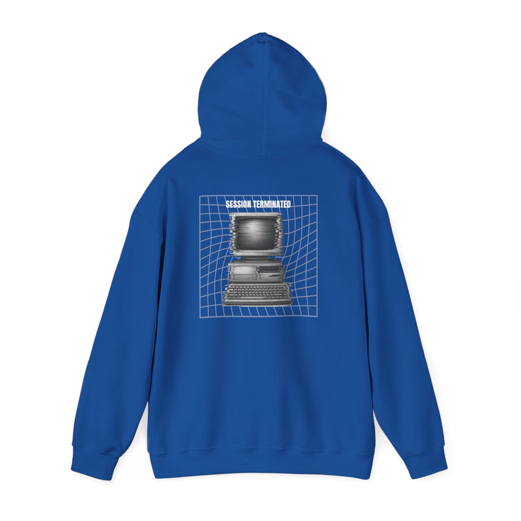 Session Terminated Hoodie — Retro Computer Vaporwave Tech Sweatshirt