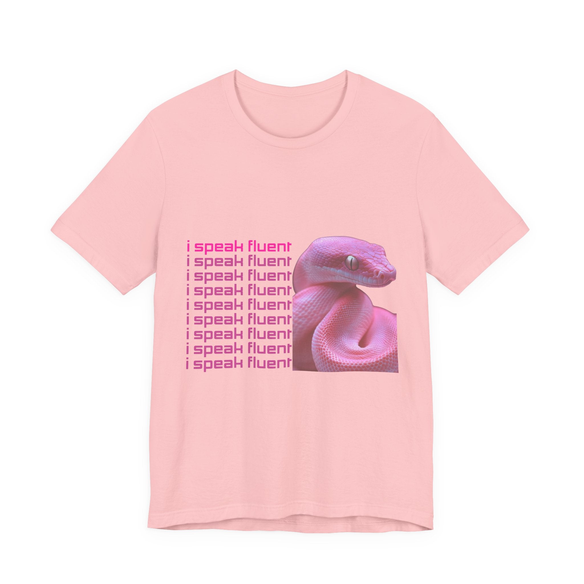 I Speak Fluent Snake Graphic Tee — Pink Snake Retro Text T-Shirt