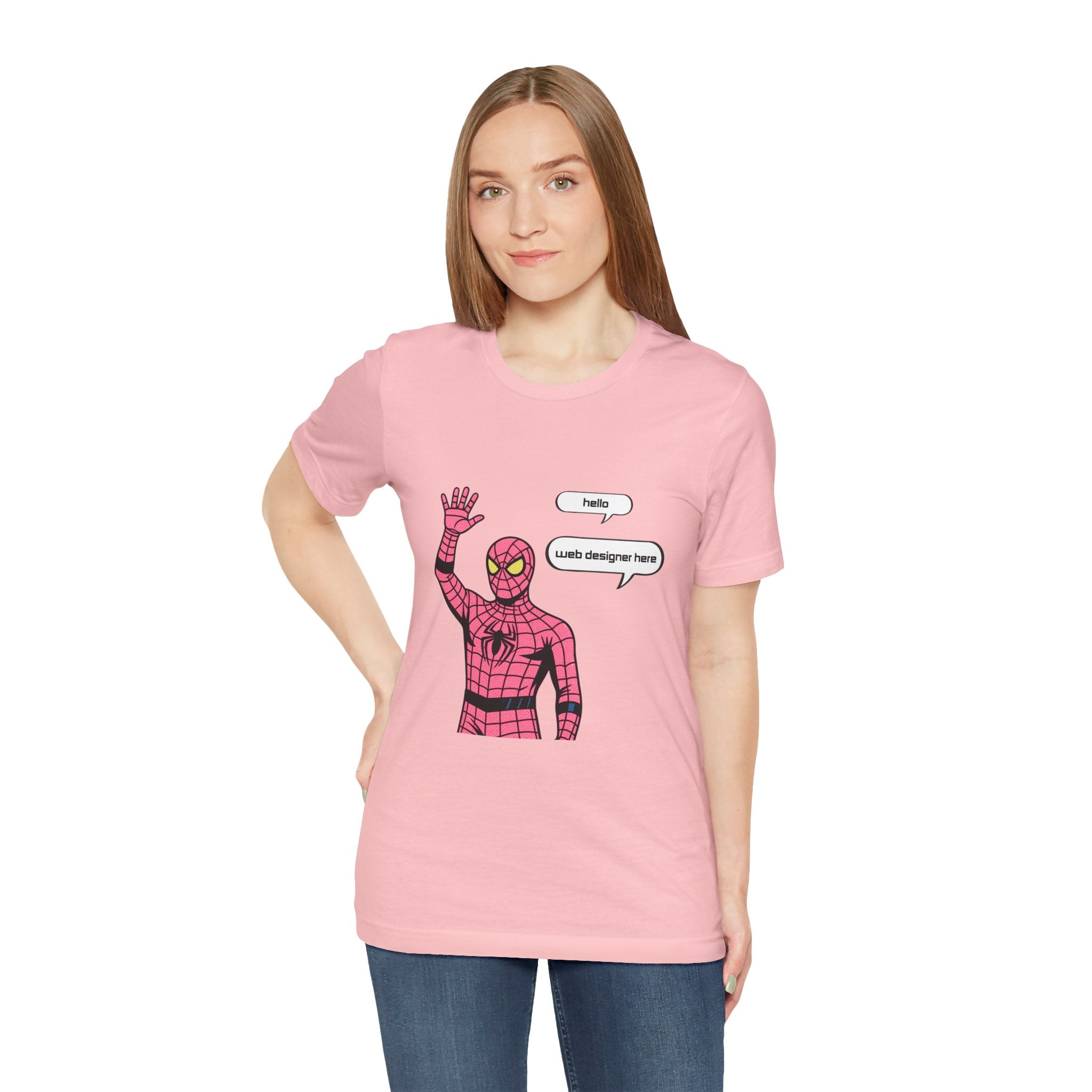 Spider Costume Tee — "hello web designer here" Graphic T-Shirt