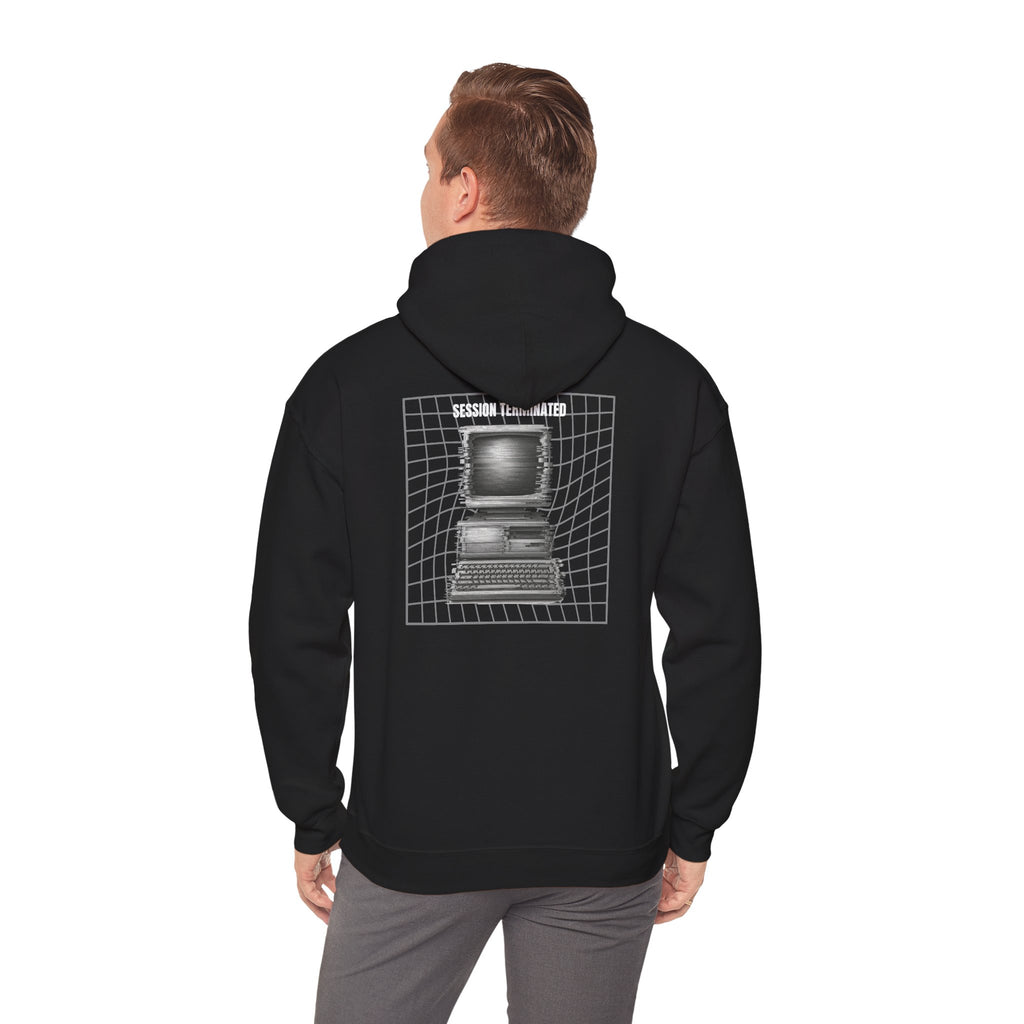 Session Terminated Hoodie — Retro Computer Vaporwave Tech Sweatshirt