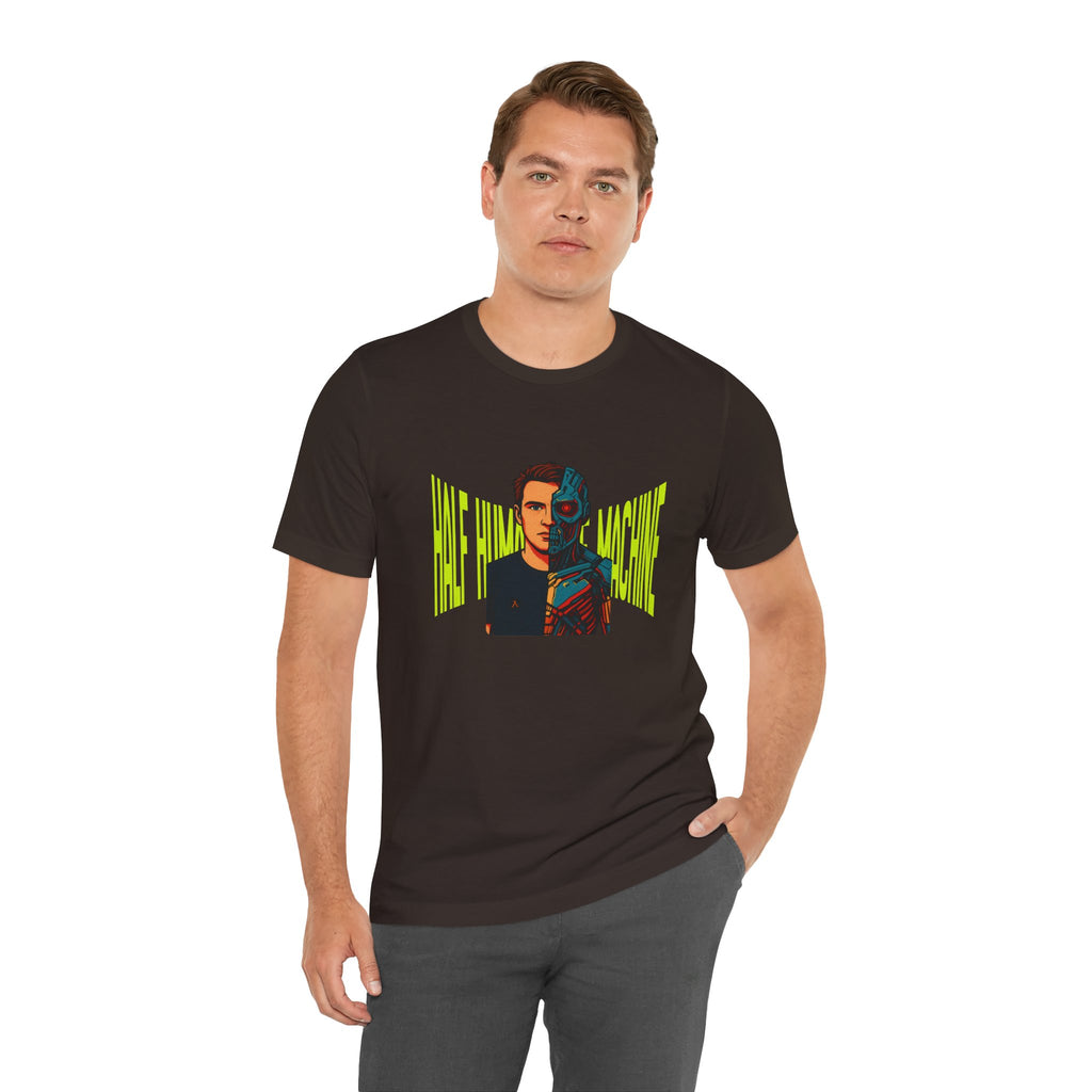 Graphic Tee — Half Human, Half Cyborg Portrait with 'Believe' Vibe