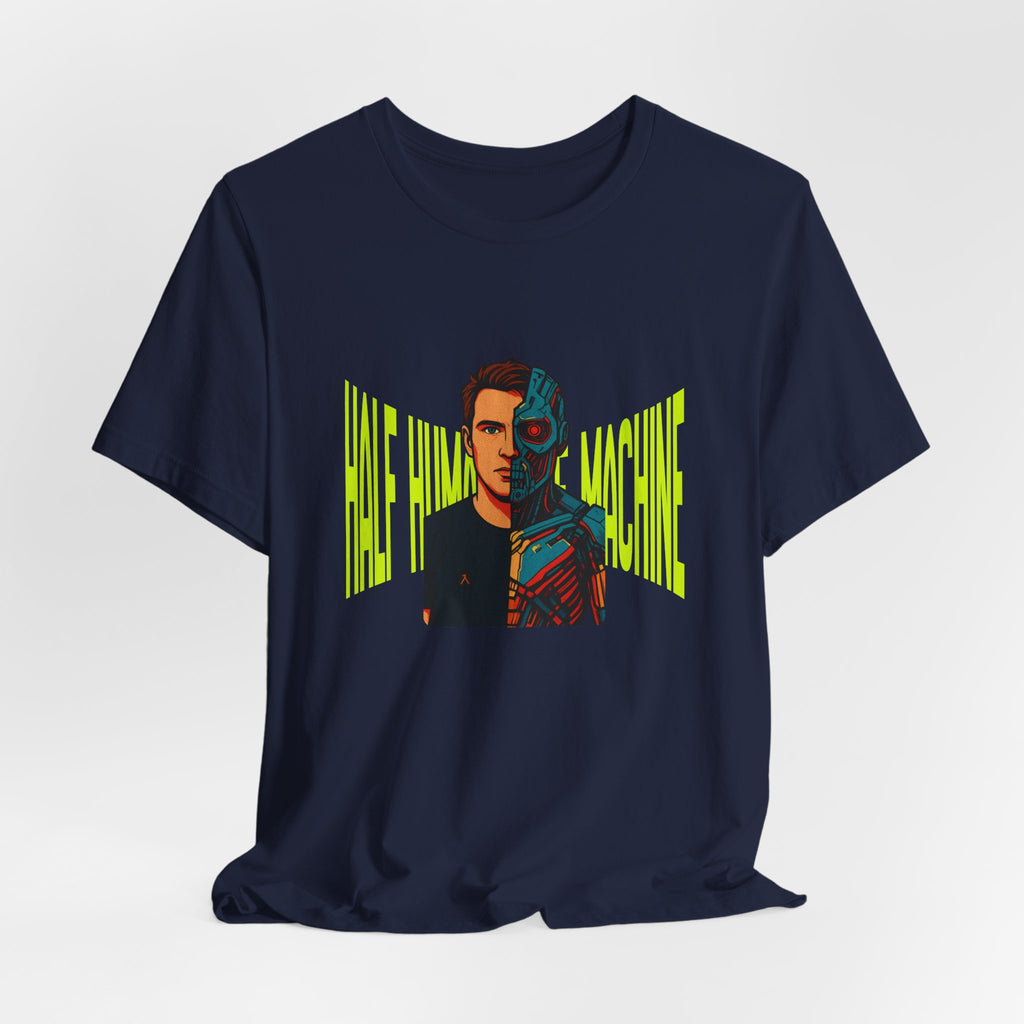Graphic Tee — Half Human, Half Cyborg Portrait with 'Believe' Vibe