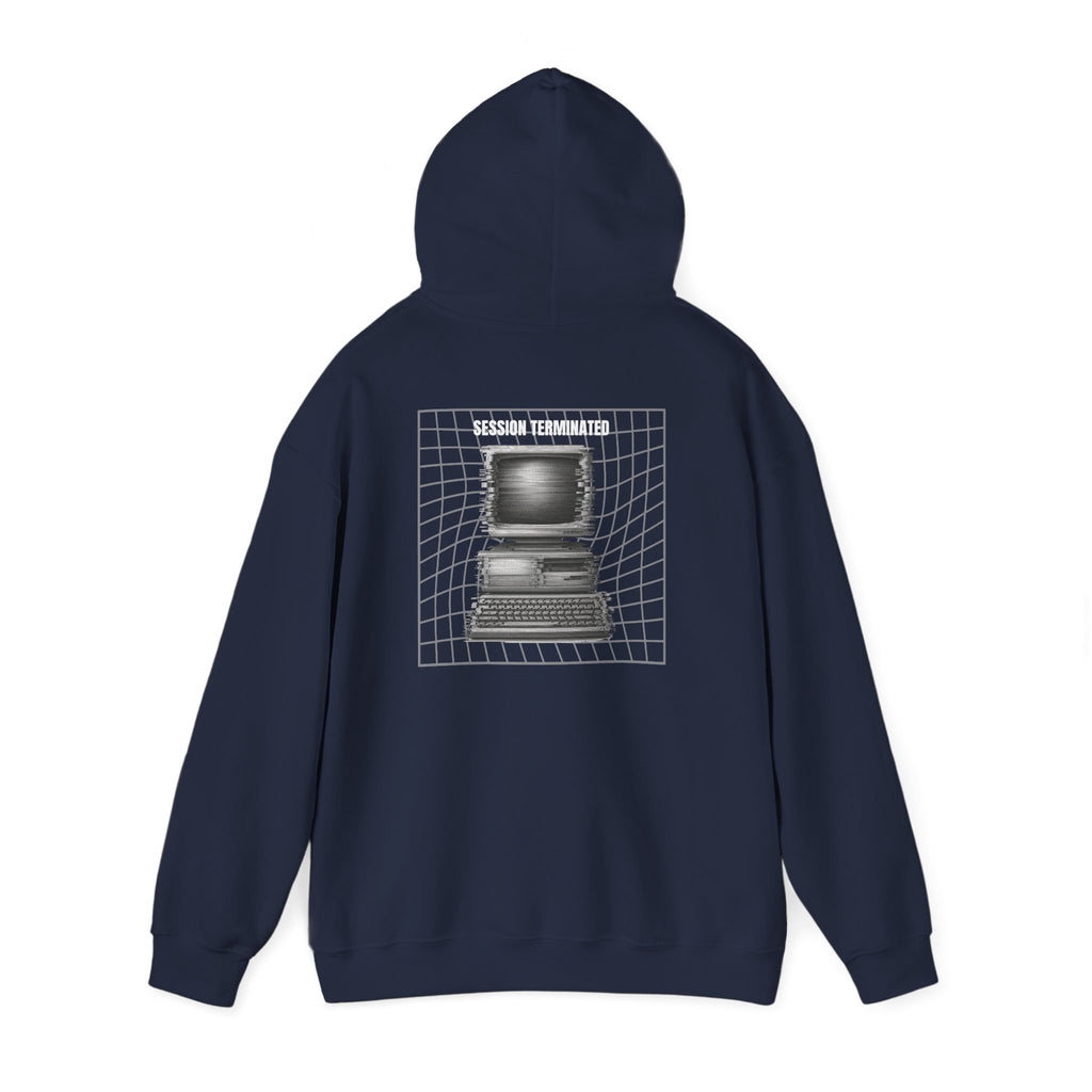 Session Terminated Hoodie — Retro Computer Vaporwave Tech Sweatshirt