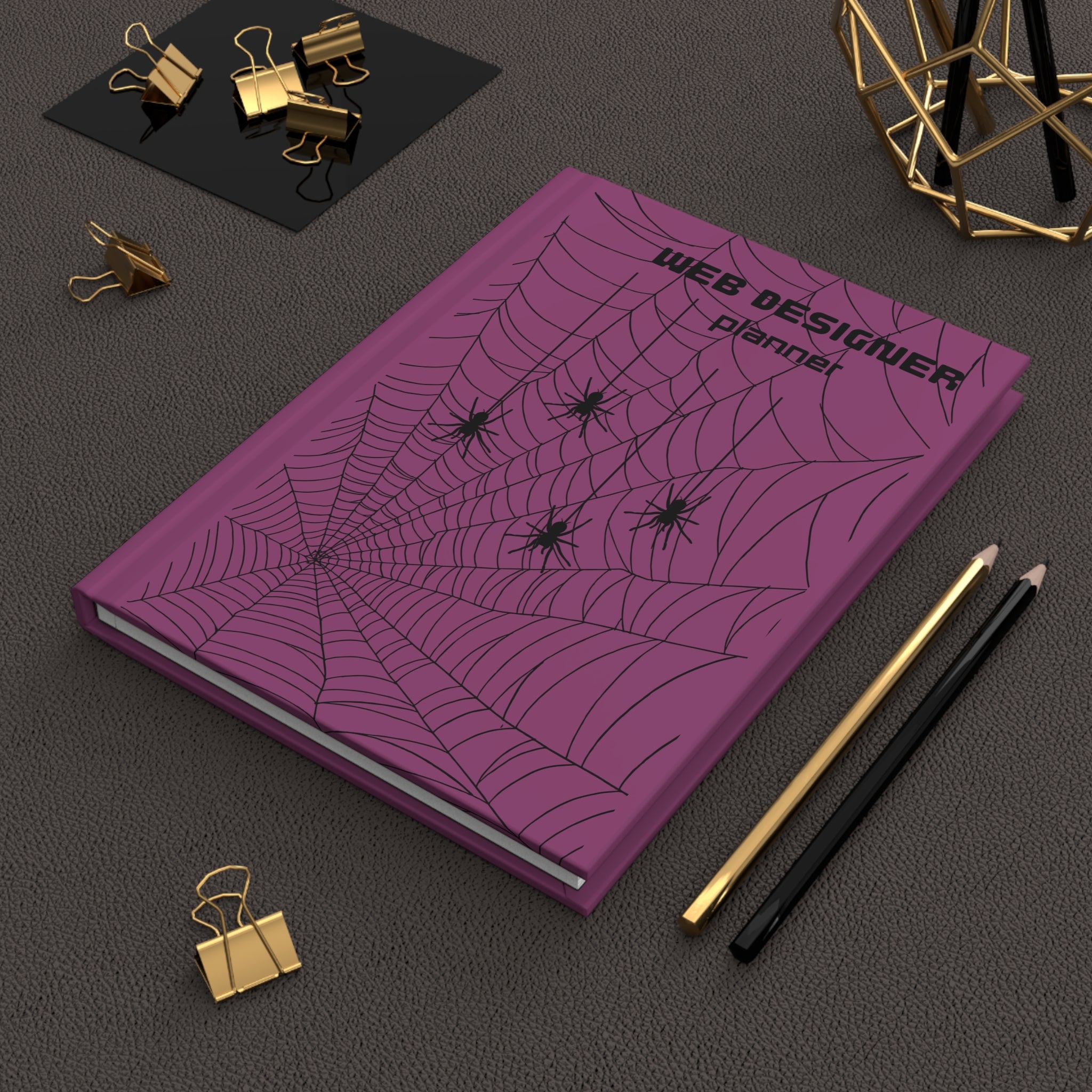 Web Designer Planner Hardcover Journal — Spider Web Halloween Project Notebook