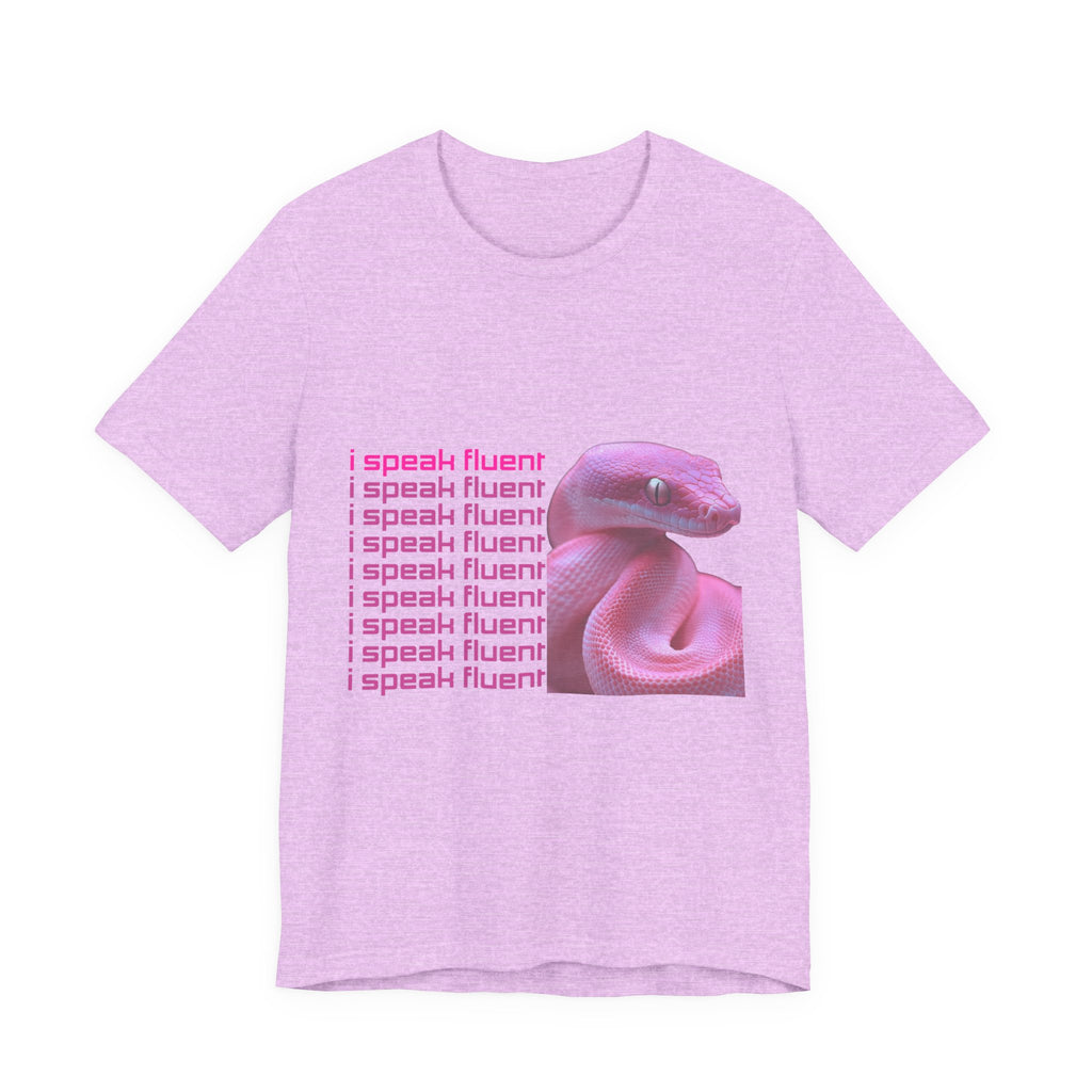 I Speak Fluent Snake Graphic Tee — Pink Snake Retro Text T-Shirt