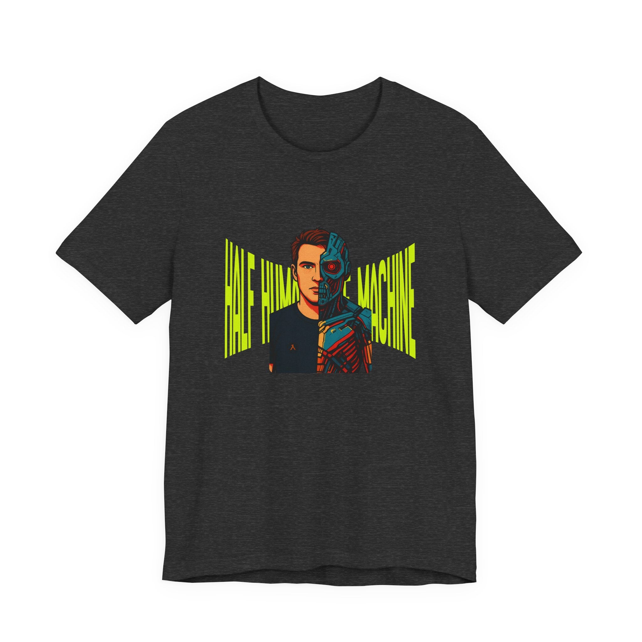 Graphic Tee — Half Human, Half Cyborg Portrait with 'Believe' Vibe
