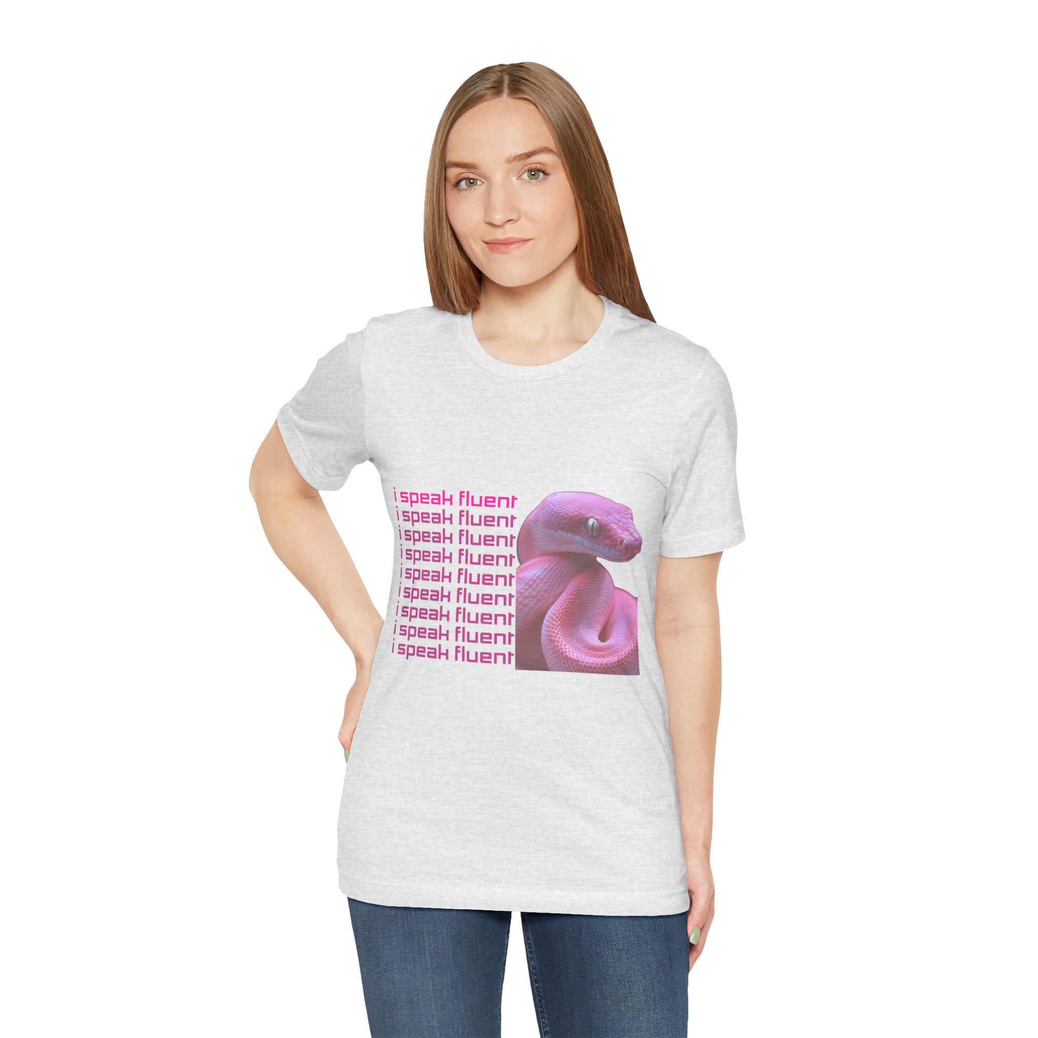 I Speak Fluent Snake Graphic Tee — Pink Snake Retro Text T-Shirt