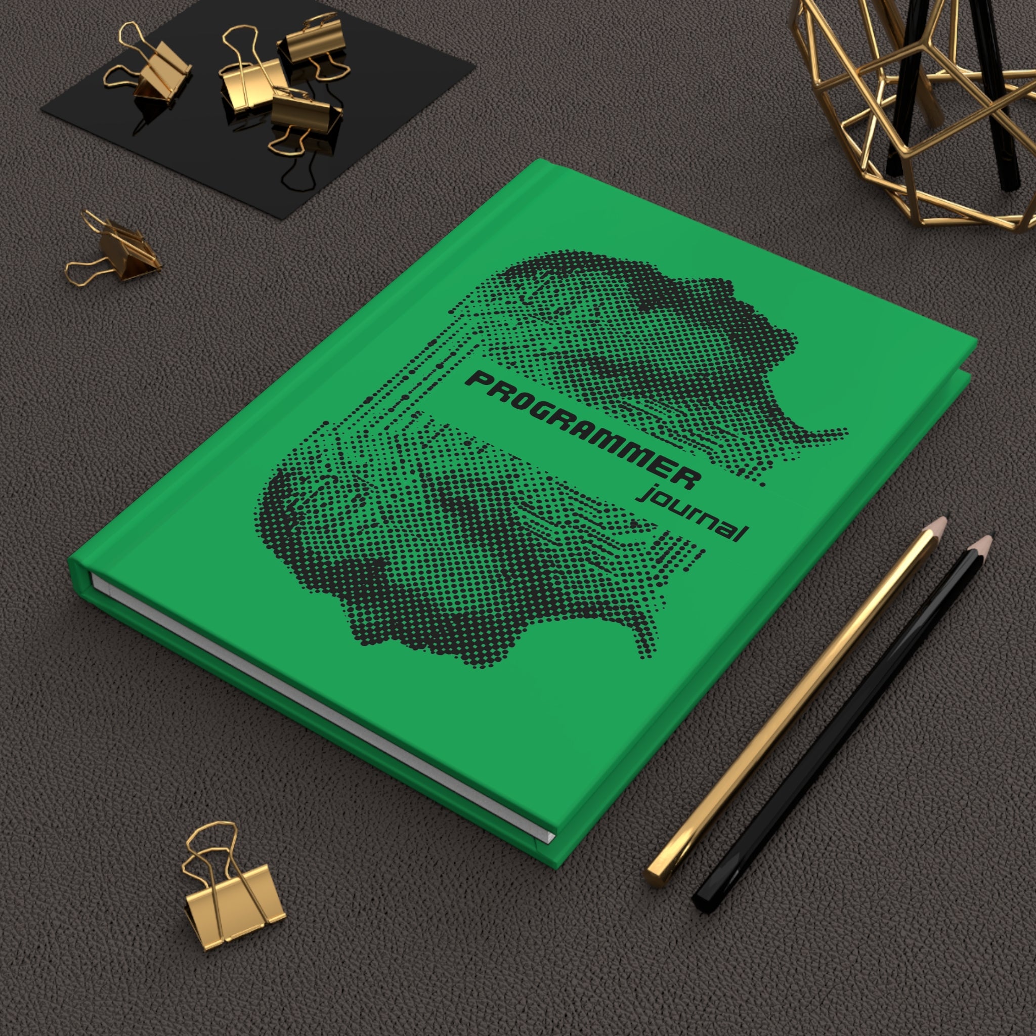 Programmer Journal Hardcover — Green Tech Circuit Notebook