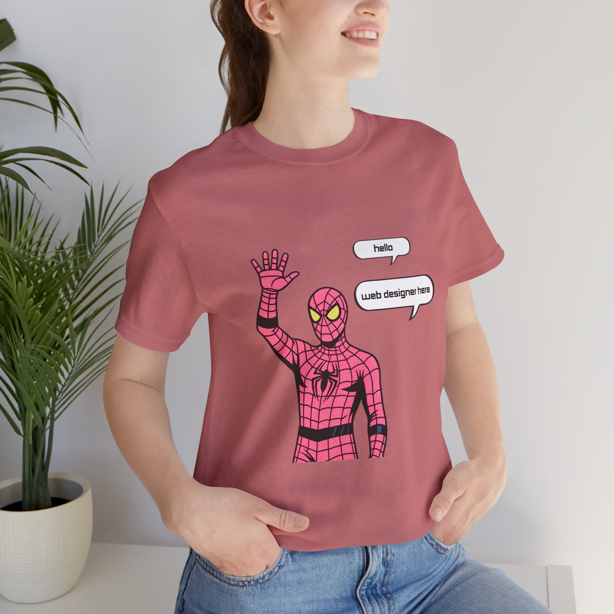 Spider Costume Tee — "hello web designer here" Graphic T-Shirt