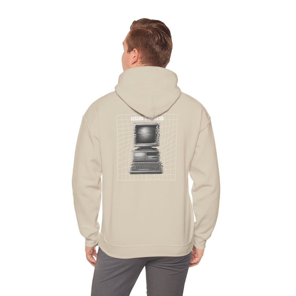 Session Terminated Hoodie — Retro Computer Vaporwave Tech Sweatshirt