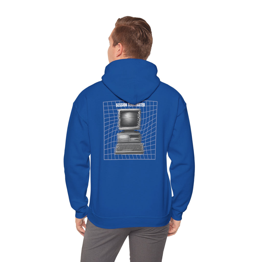 Session Terminated Hoodie — Retro Computer Vaporwave Tech Sweatshirt