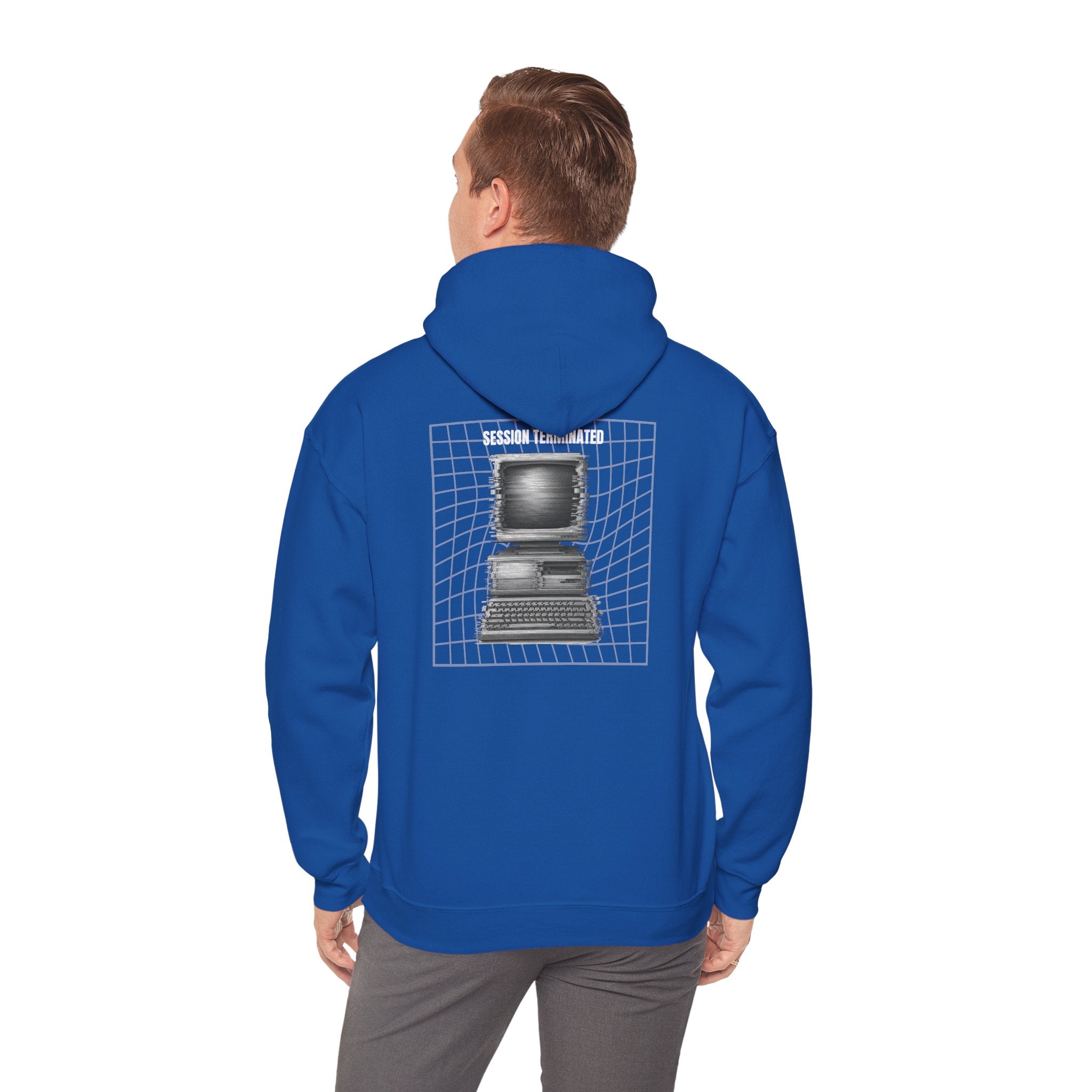 Session Terminated Hoodie — Retro Computer Vaporwave Tech Sweatshirt