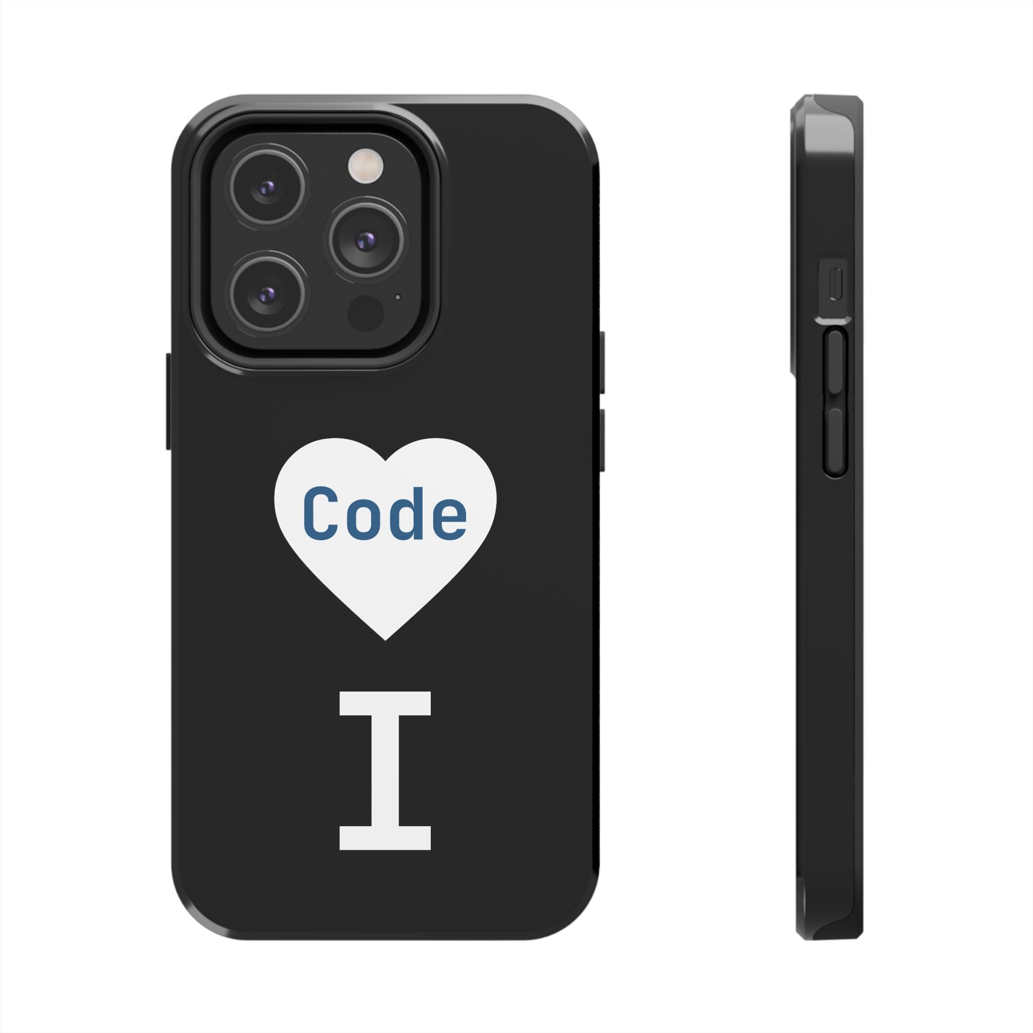 I <CODE> Heart Phone Case | Minimalist Developer Cover