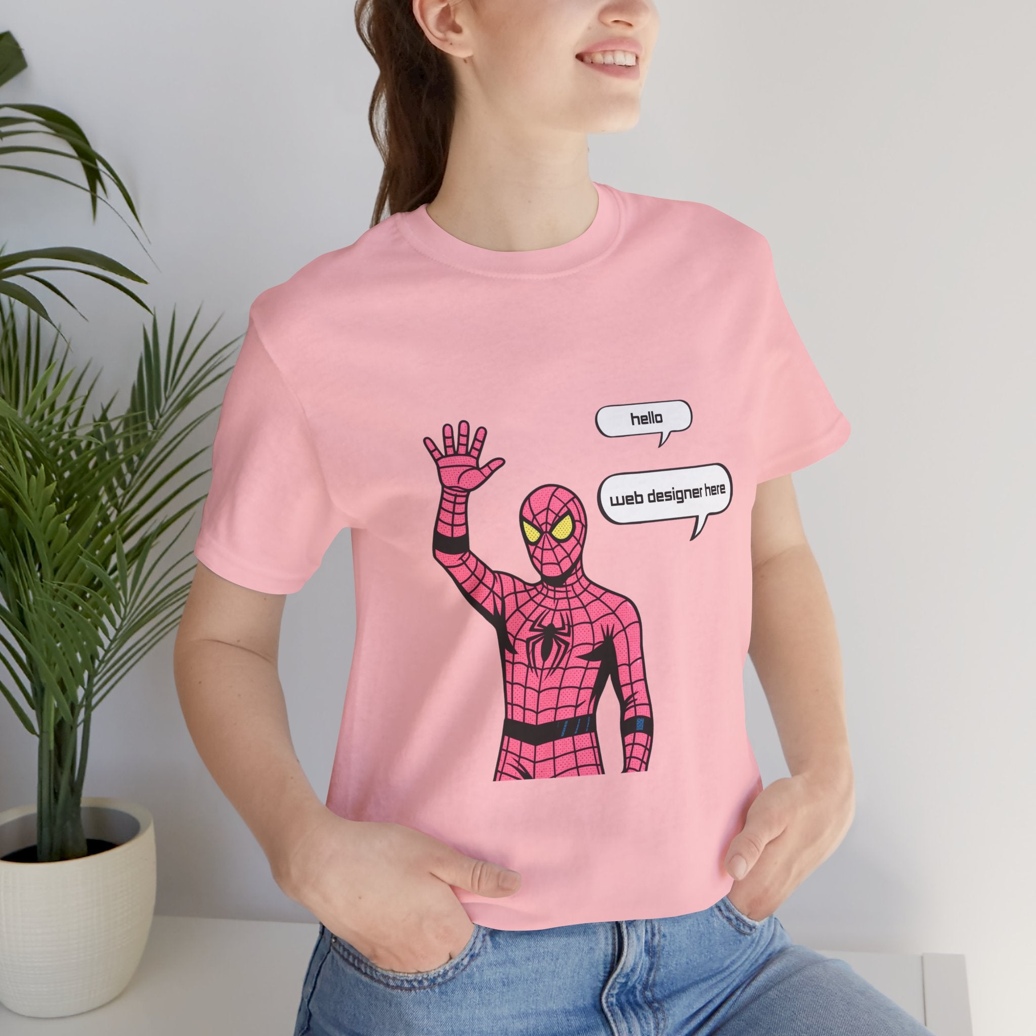 Spider Costume Tee — "hello web designer here" Graphic T-Shirt