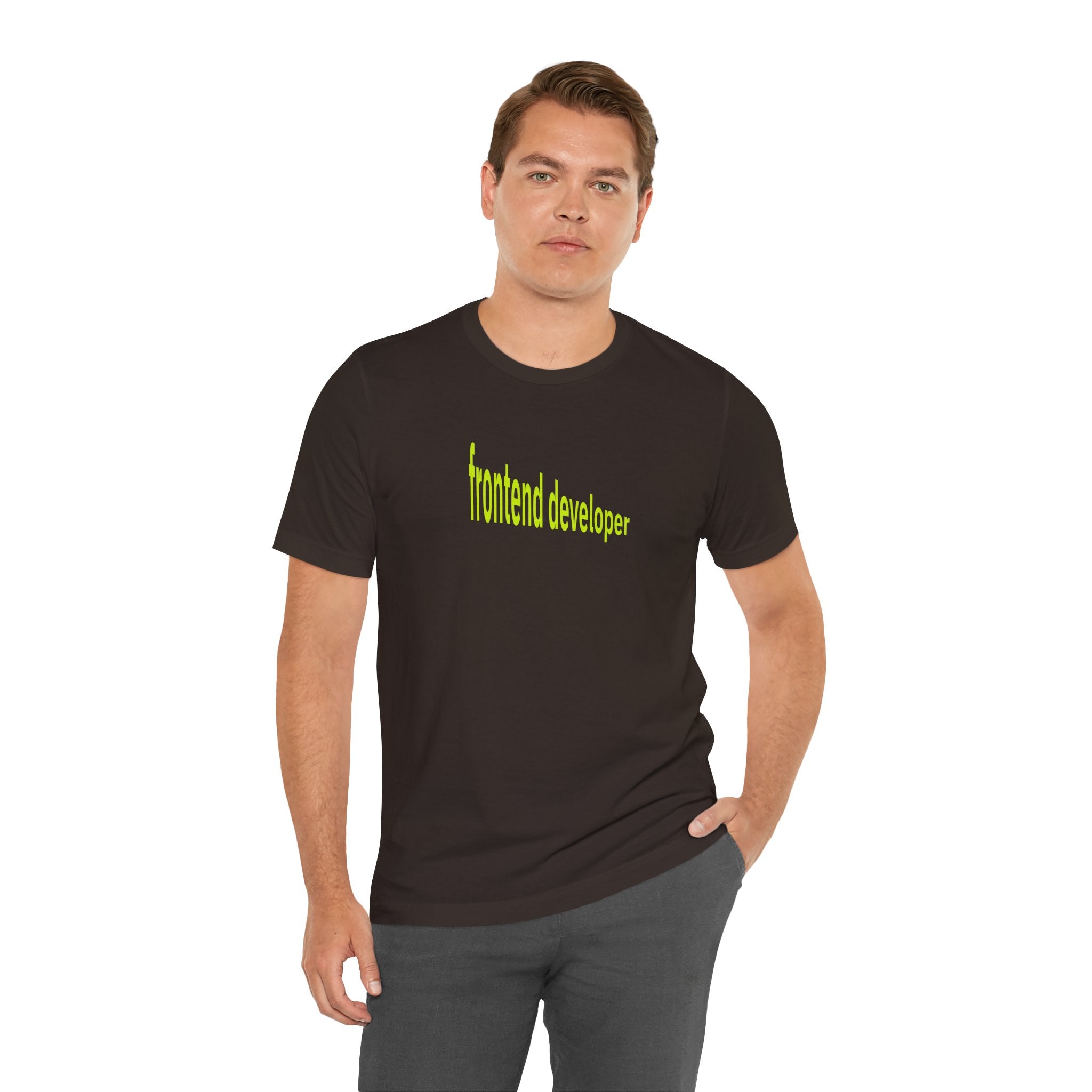 Frontend Developer T‑Shirt — Bright Neon Text Tee for Programmers