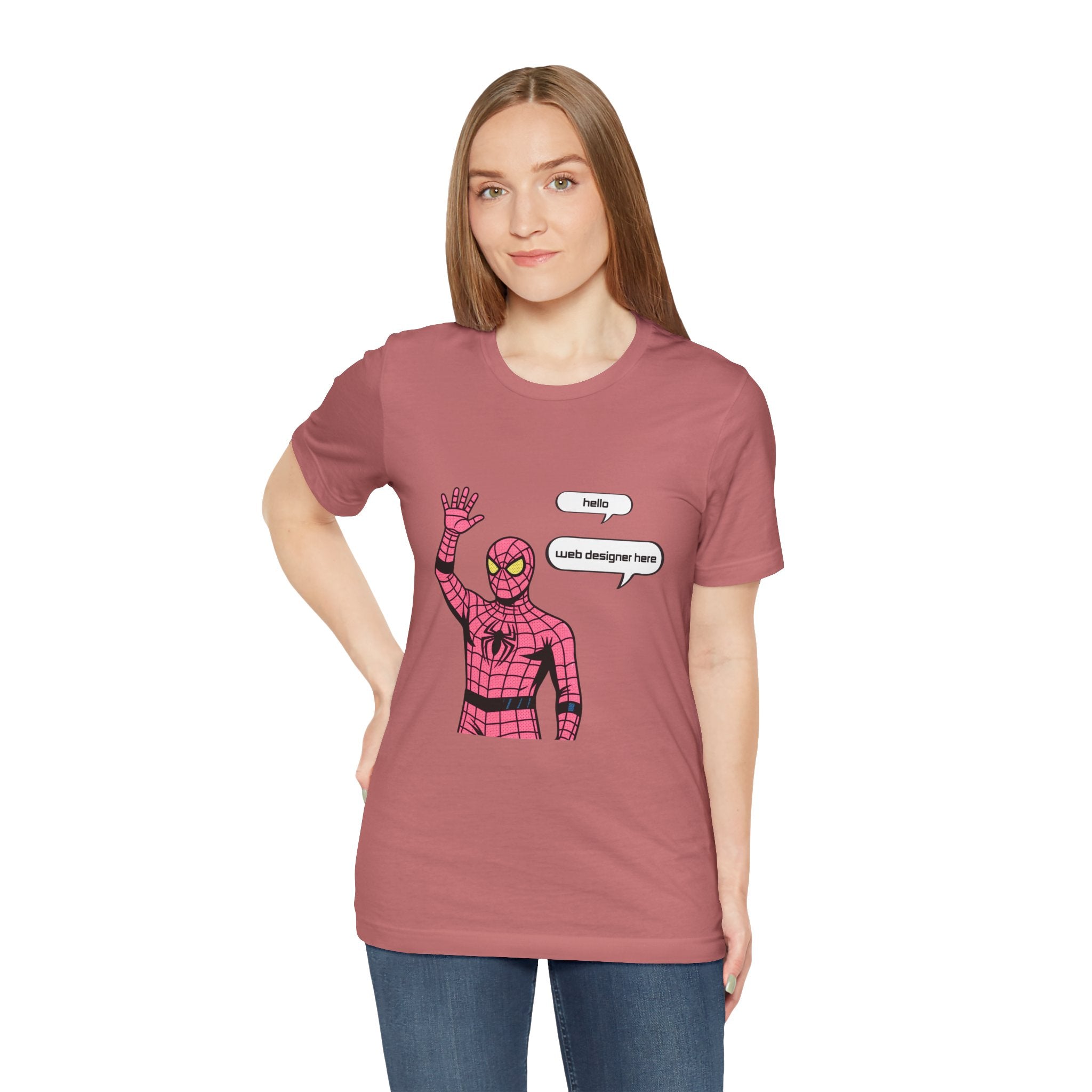 Spider Costume Tee — "hello web designer here" Graphic T-Shirt