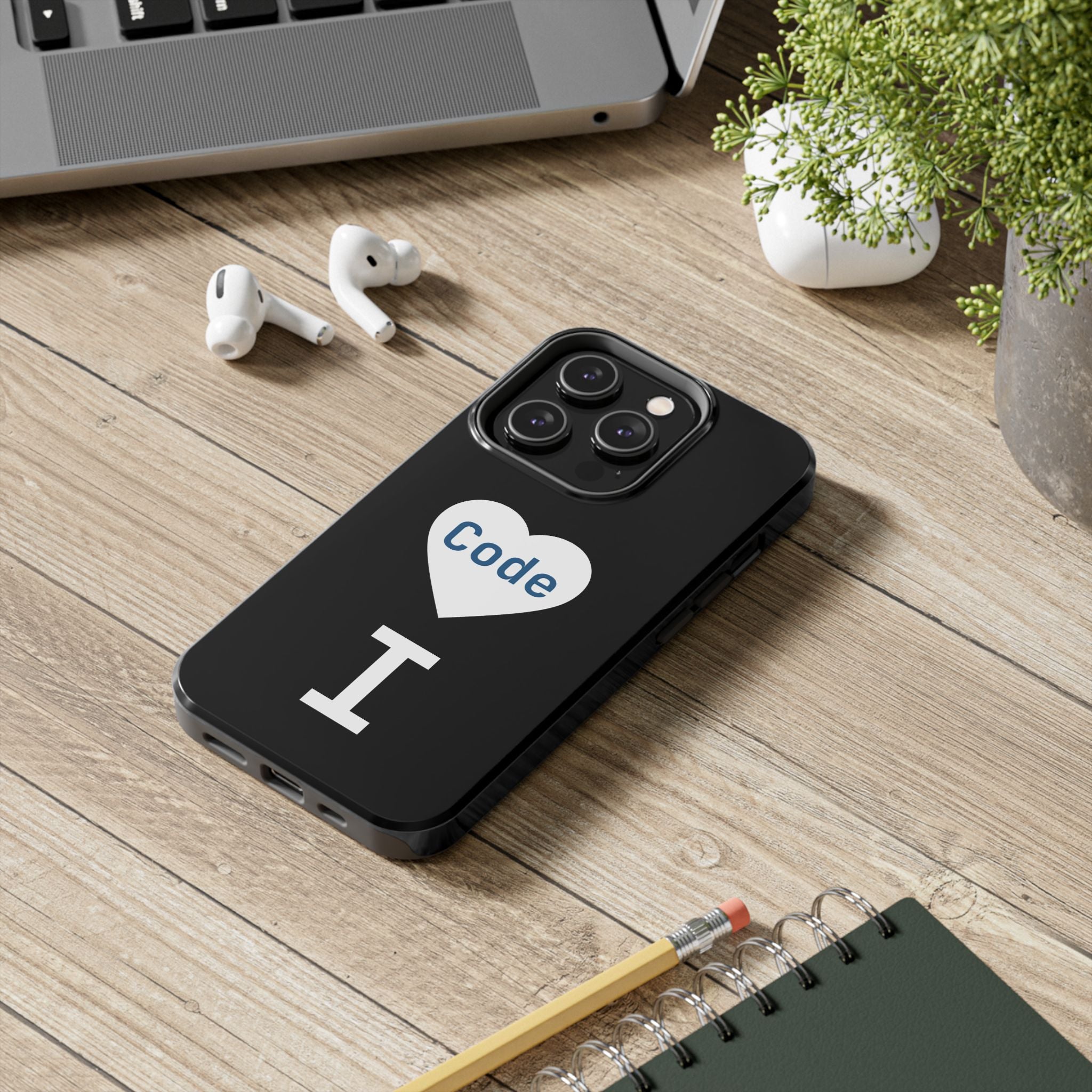 I <CODE> Heart Phone Case | Minimalist Developer Cover