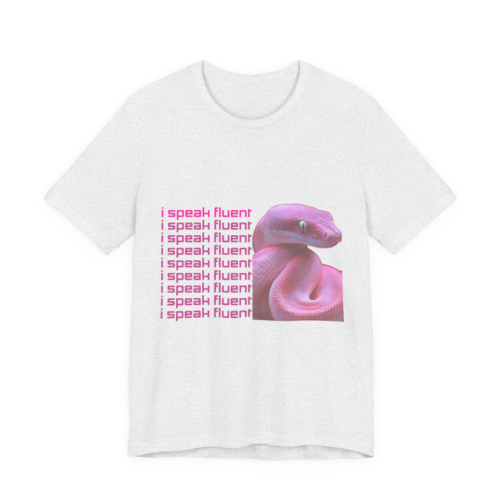 I Speak Fluent Snake Graphic Tee — Pink Snake Retro Text T-Shirt